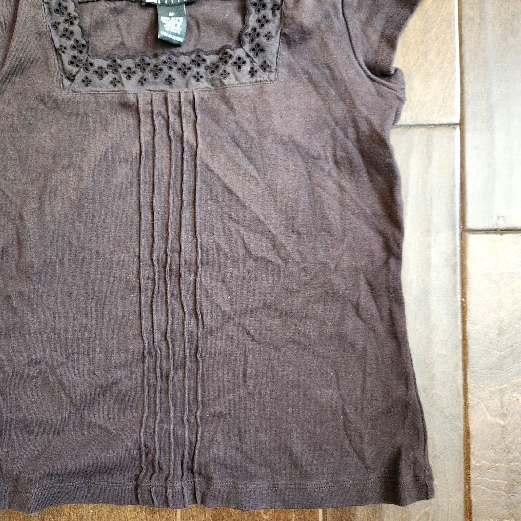 Joe Browns Browns Carole Little Short Sleeve Top - Shirt M Juniors Brown Women Regular 100% Cotton Solid All Seasons Lightweight Casual Business Travel - Adults? Size M / US 6-8 / IT 42-44 - 2 Thumbnail