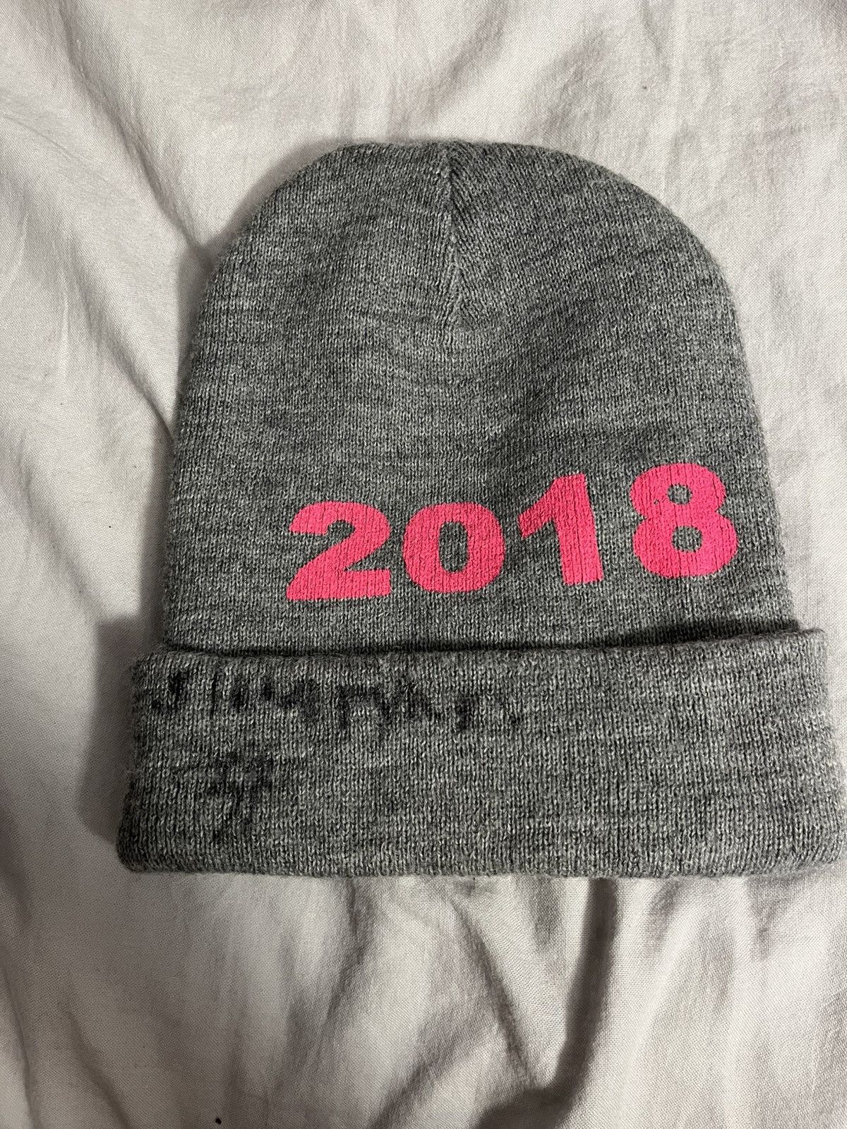 Asspizza Grey pink asspizza beanie signed Size ONE SIZE - 2 Thumbnail