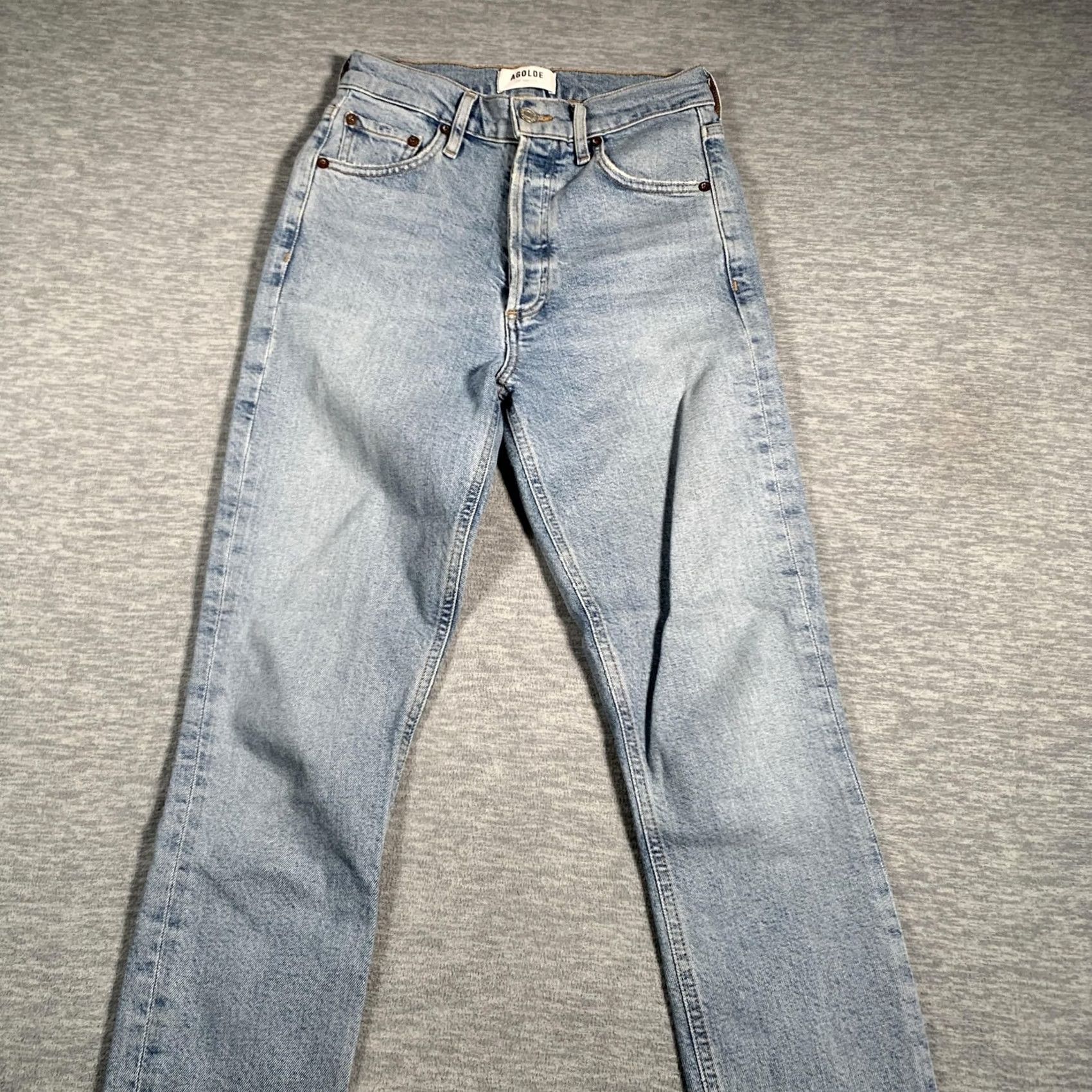 Agolde VINTAGE Agolde Nico Jeans Womens 24 Blue High Rise Stretch Denim Distressed Hem Organic Size 42" / US 20 - 2 Thumbnail
