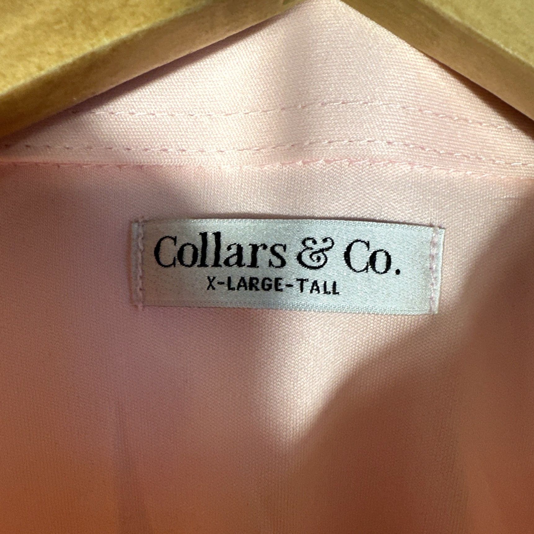 CO COLLARS & CO Polo Dress Shirt Mens XL Tall Pink Solid Stretch Golf Short Sleeve Spread Collar Size US XL / EU 56 / 4 - 4 Thumbnail