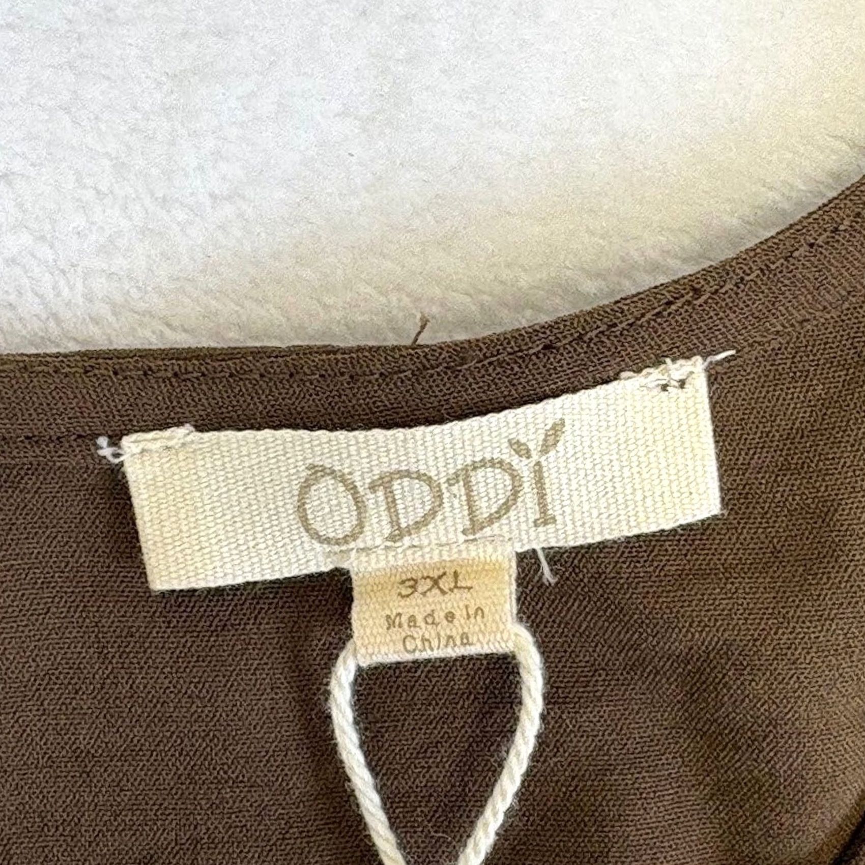 Vintage Oddi Cap Womens 3XL Brown Tiered Ruffle Sleeve Blouse Keyhole Back NWT Women Size Size XXL / US 16-18 / IT 52-54 - 5 Thumbnail