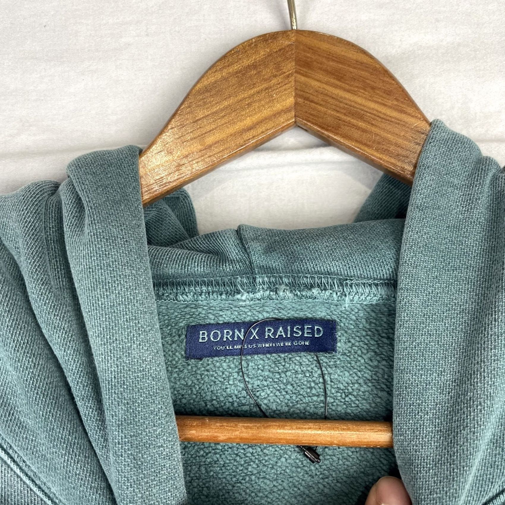 Born X Raised Born x Raised Hoodie Mens XL Green You'll Miss Us Heavyweight Sweatshirt Skater Graphic Print Pockets Hooded Classic Beach City 90s Mens Size US XL / EU 56 / 4 - 7 Thumbnail