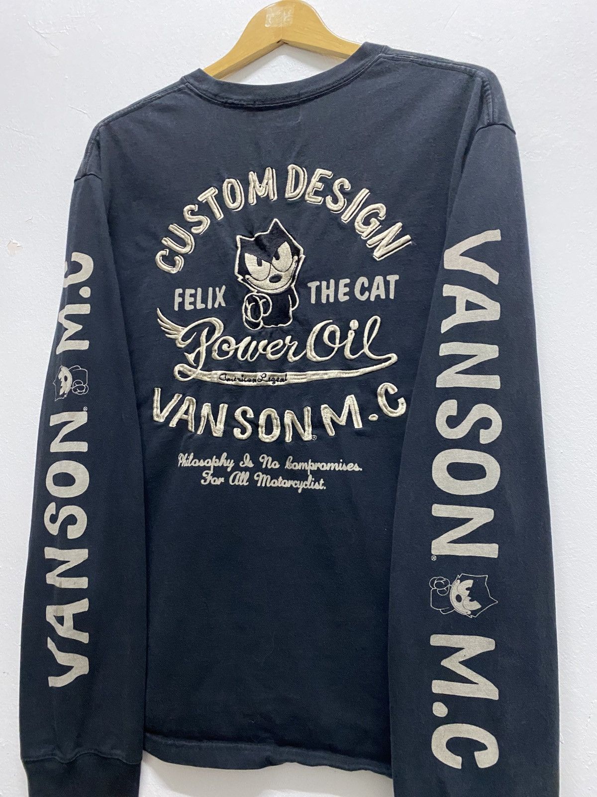 Mastermind Japan × Vanson Leathers VANSON LEATHER X FELIX THE CAT EMBROIDERED LOGO T-SHIRT(G-34 Size US XL / EU 56 / 4 - 6 Thumbnail