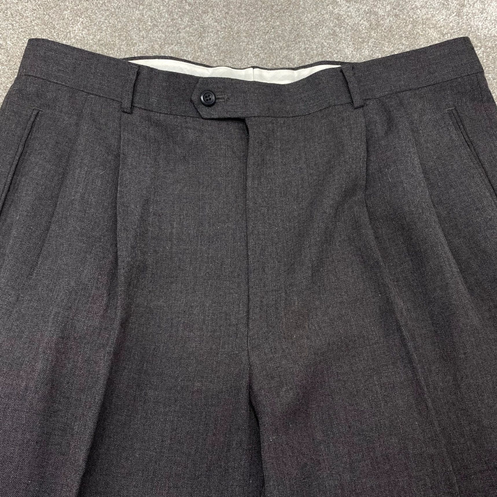 Vintage Louis Raphael Braggi Dress Pants Men 38x32 Gray Wool Blend Front Pleated Cuffed Dress Pants Mens Regular Gray 38 32 Modern Fashion Pants Men Size US 38 / EU 54 - 2 Thumbnail