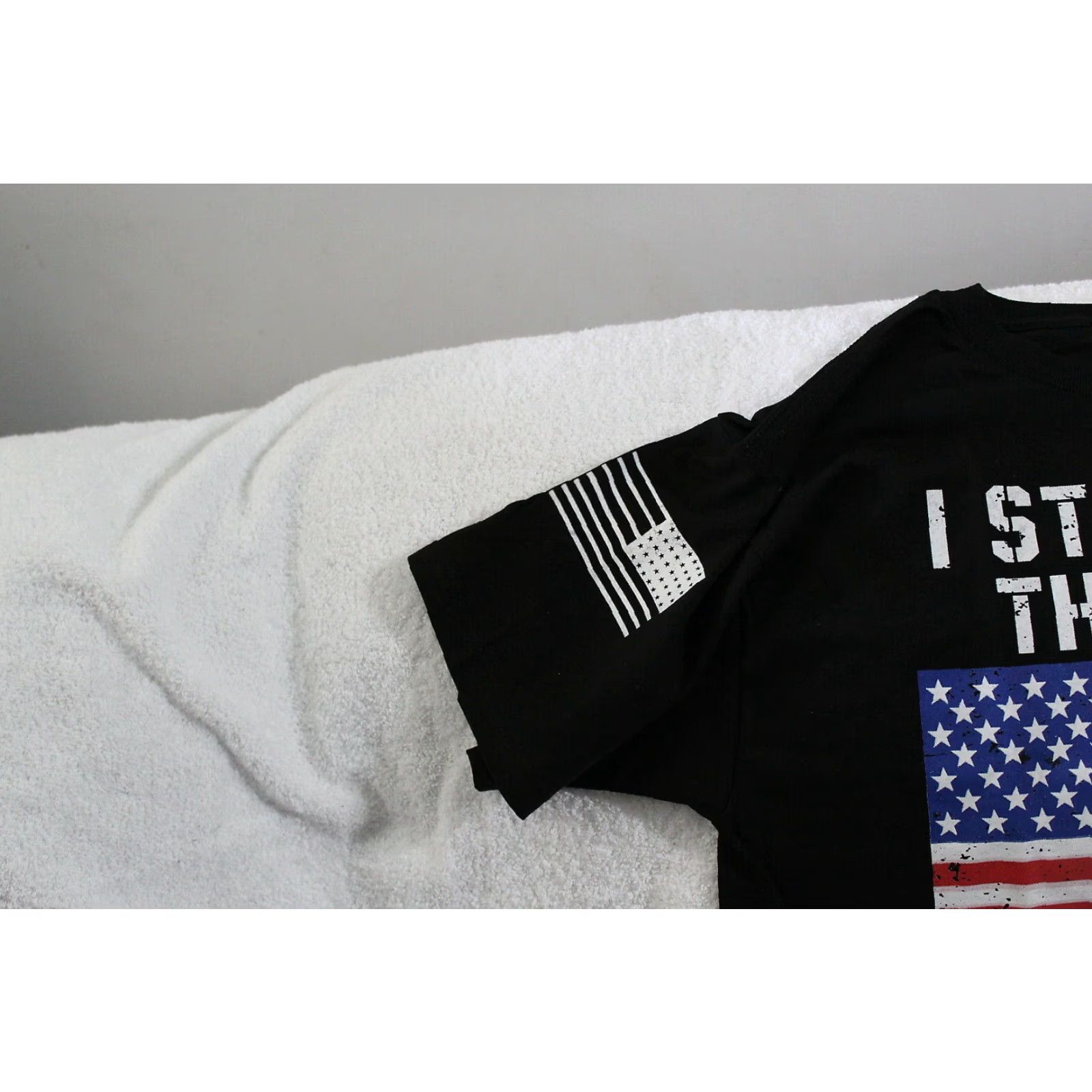 Vintage VINTAGE Soldier T-Shirt Men Black Short Sleeve Graphic Tee 100% Cotton American Flag Military Religious Pride Large Size US L / EU 52-54 / 3 - 3 Thumbnail