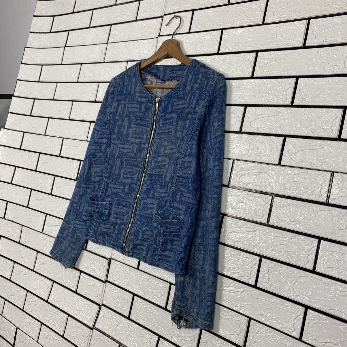 Japanese Brand Luchile Cropped Denim Zipper Jacket Biker Issey Miyake Size US M / EU 48-50 / 2 - 3 Thumbnail