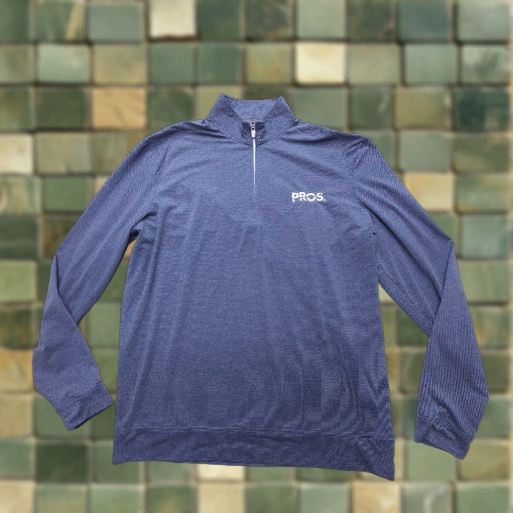 johnnie-O johnnie-O 1/4 Zip Long Sleeve Pullover Mens Large Golf Active Blue Striped Stretch Performance Regular Size US L / EU 52-54 / 3 - 1 Thumbnail