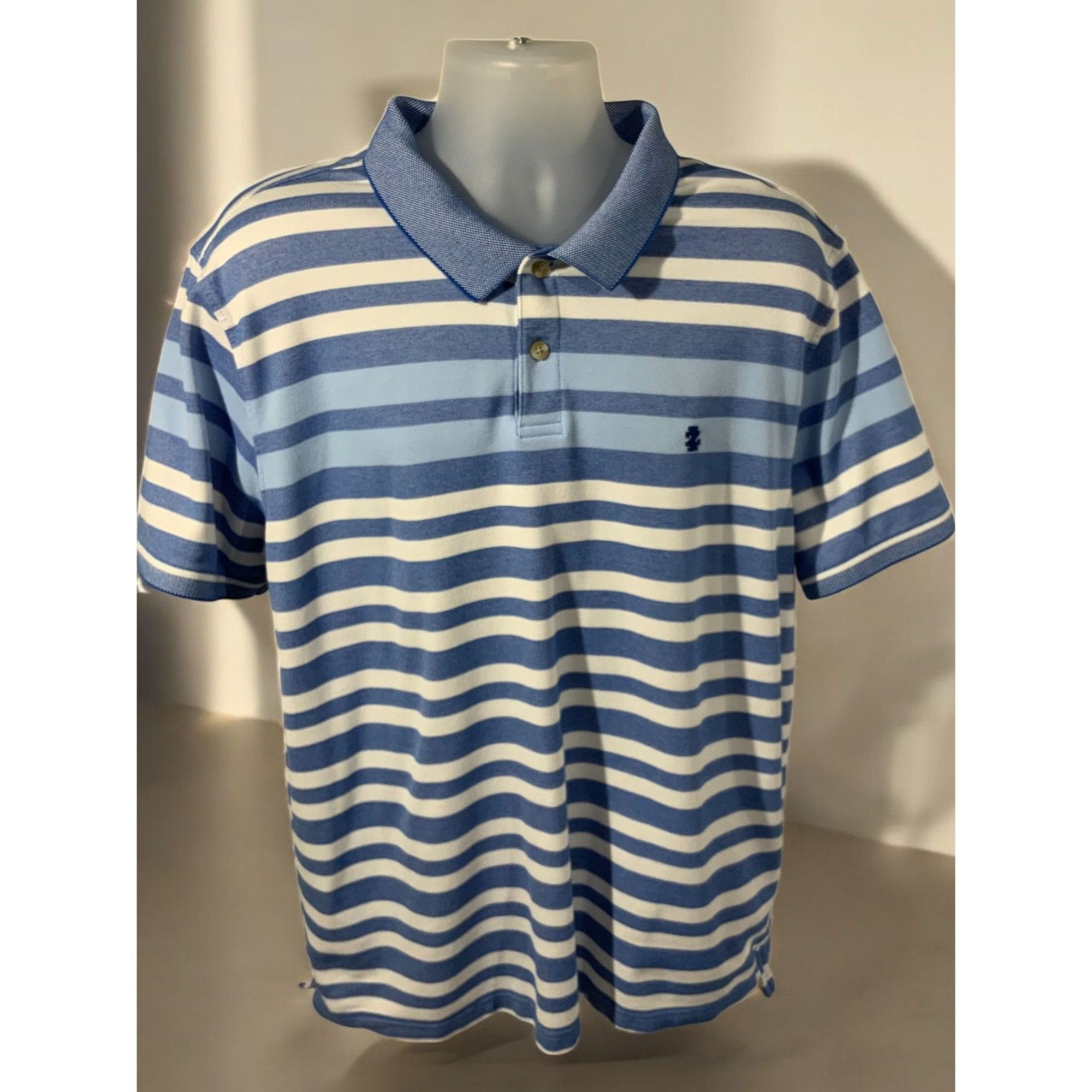 Izod Izod Advanced Performance Mens Blue White Striped Short Slee Size US XXL / EU 58 / 5 - 4 Thumbnail