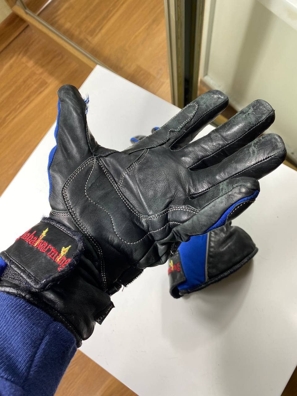 Leather Vintage moto gloves avant garde leather y2k Size ONE SIZE - 4 Thumbnail