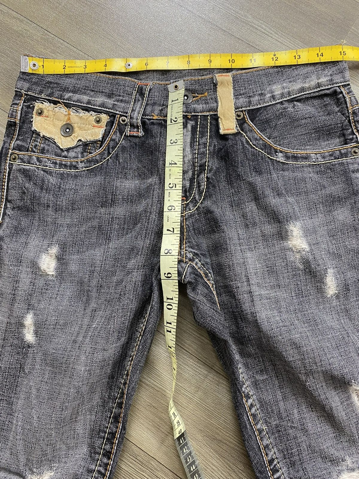 If Six Was Nine × Le Grande Bleu (L.G.B.) × Tornado Mart 2000s Semantic Design Distressed Punk Lgb Y2k Flared Jeans Size US 29 - 23 Thumbnail