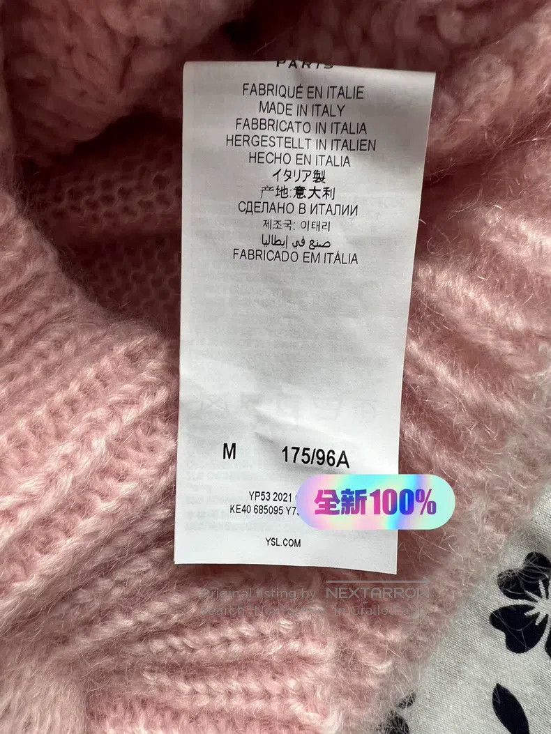 Saint Laurent Paris Saint Laurent Paris Pink Round Neck Embroidered Sweater Size US M / EU 48-50 / 2 - 3 Thumbnail