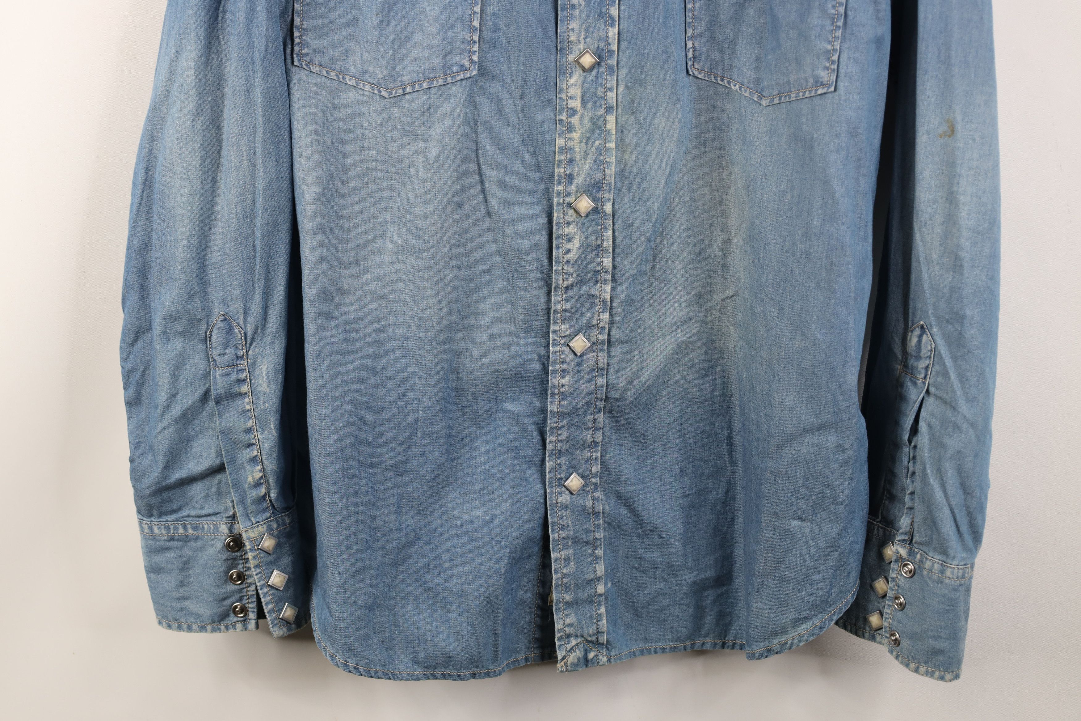 Lucky Brand Vintage Lucky Brand Western Rodeo Denim Snap Button Shirt Size US L / EU 52-54 / 3 - 3 Thumbnail