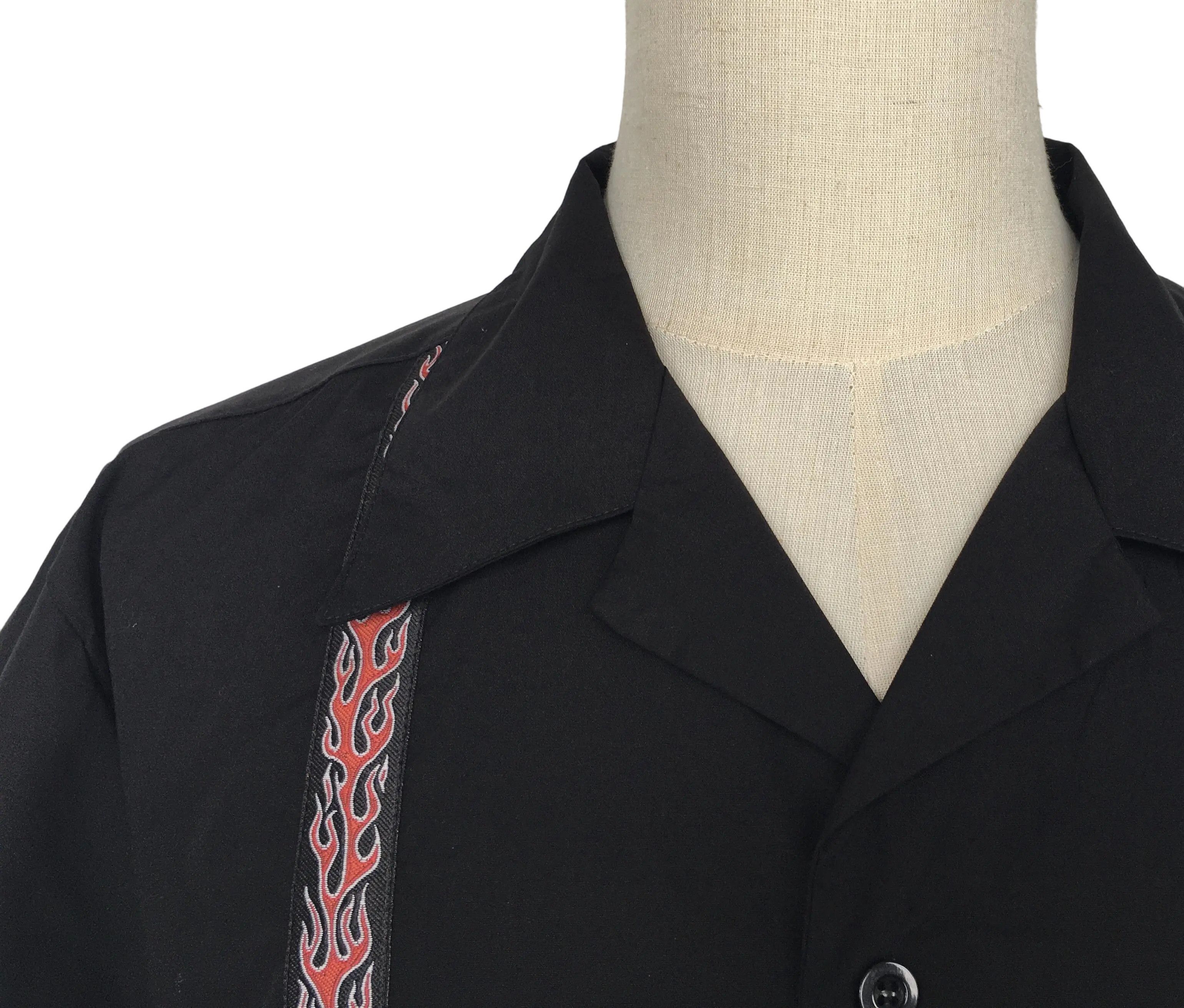 Other Black Shirt With Flame Pattern 50's Style Size US L / EU 52-54 / 3 - 5 Thumbnail