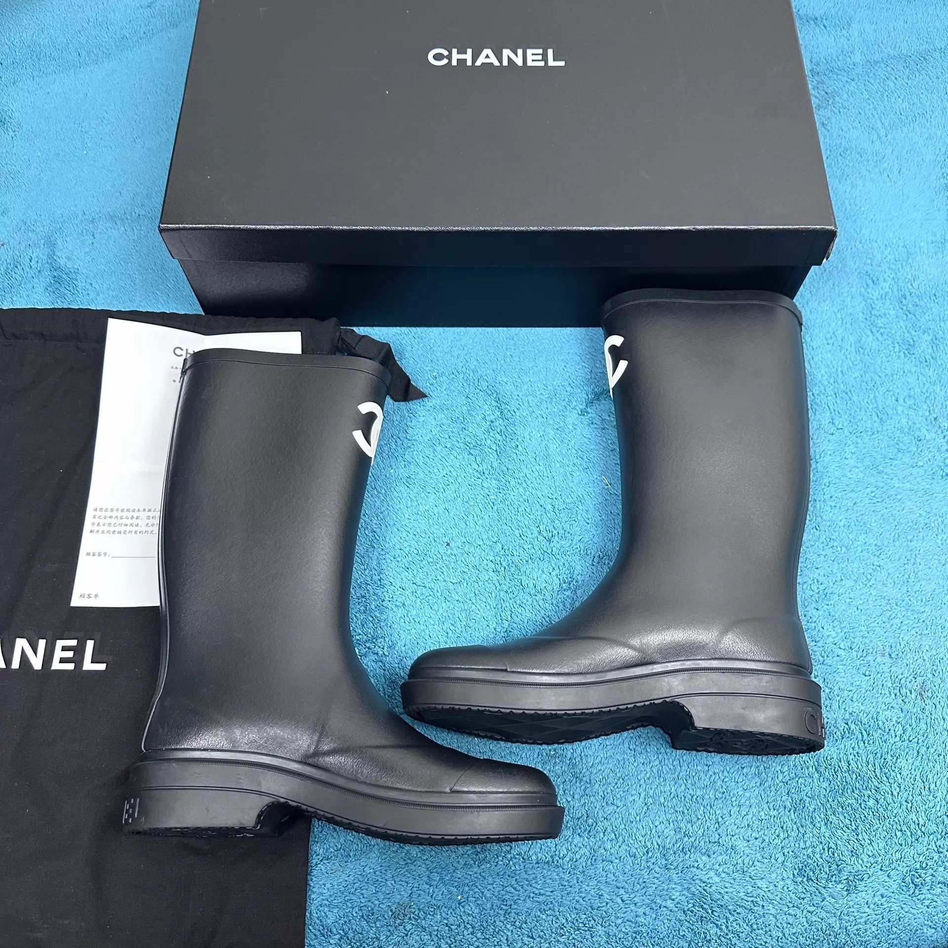 Chanel Chanel 25S Rubber Tall Boots Black EU35 Size US 4.5 / IT 34.5 - 3 Thumbnail