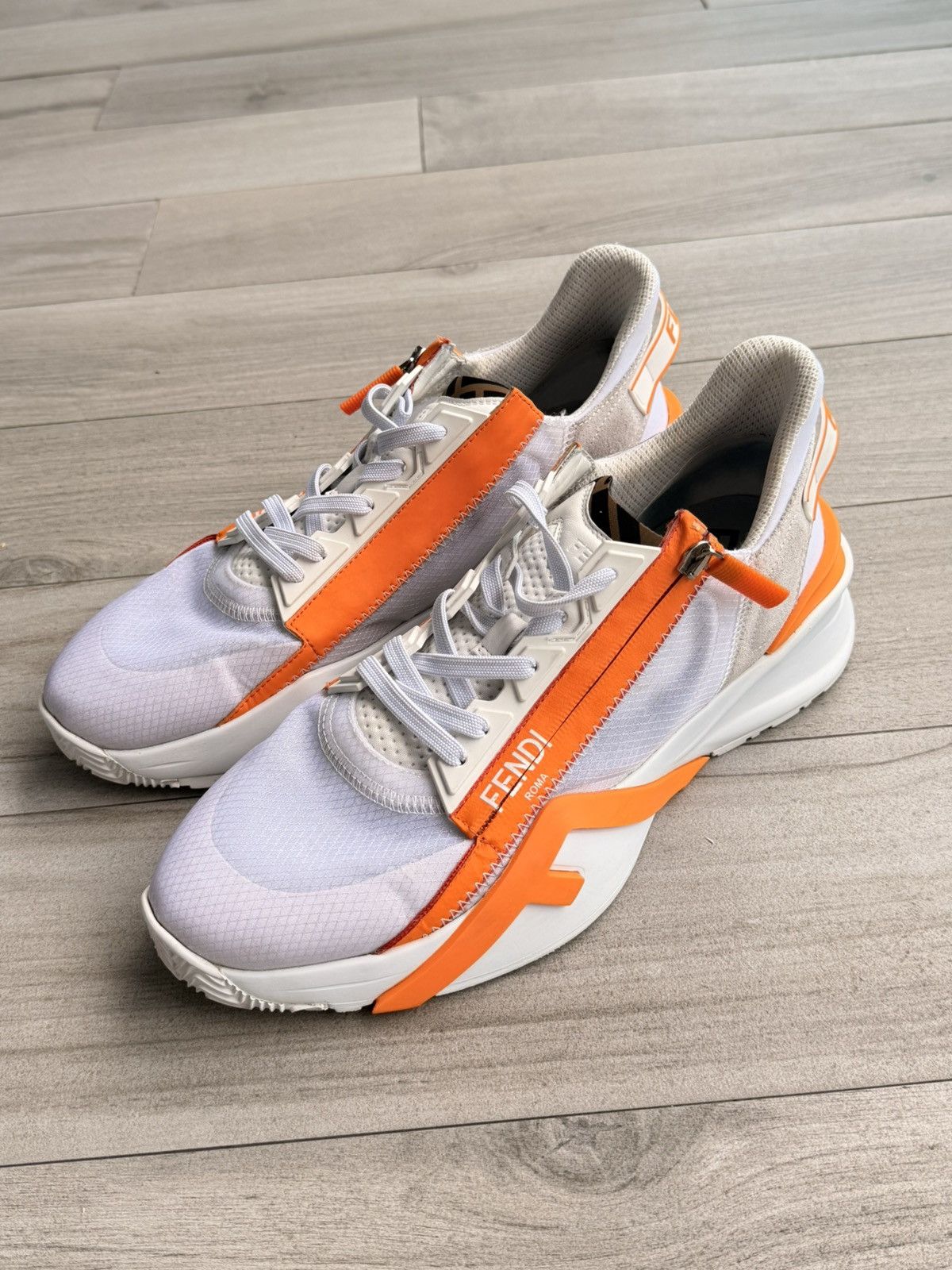 Fendi Fendi Flow Sneakers White Orange Size 9 Size US 9 / EU 42 - 1 Thumbnail