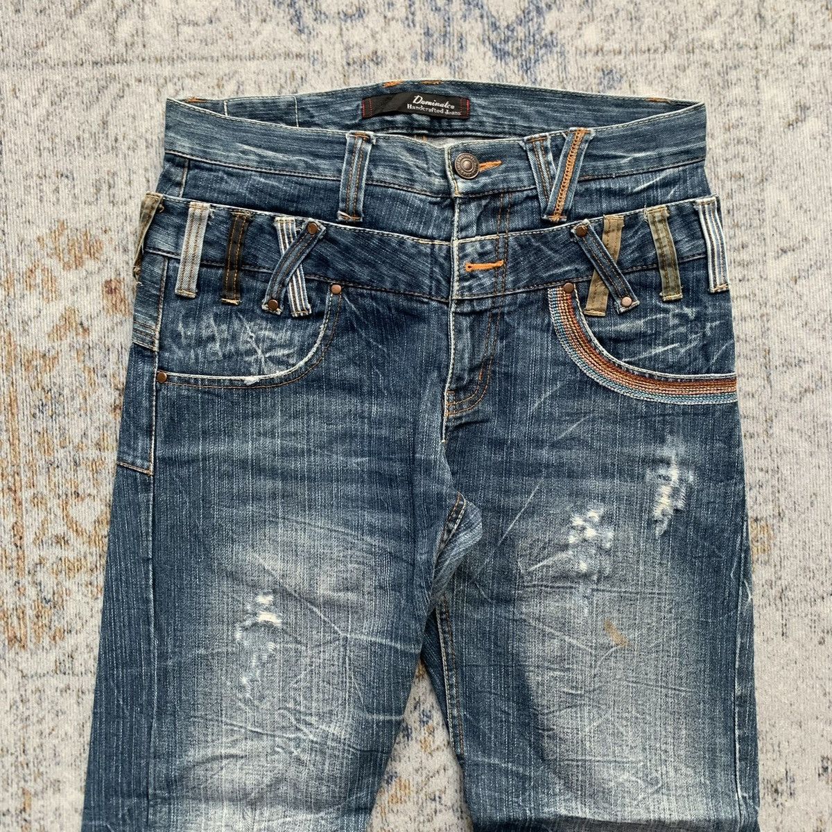 Japanese Brand Rare Vintage Dominate Distressed Double Waist Artisan Jeans Size US 30 / EU 46 - 2 Thumbnail