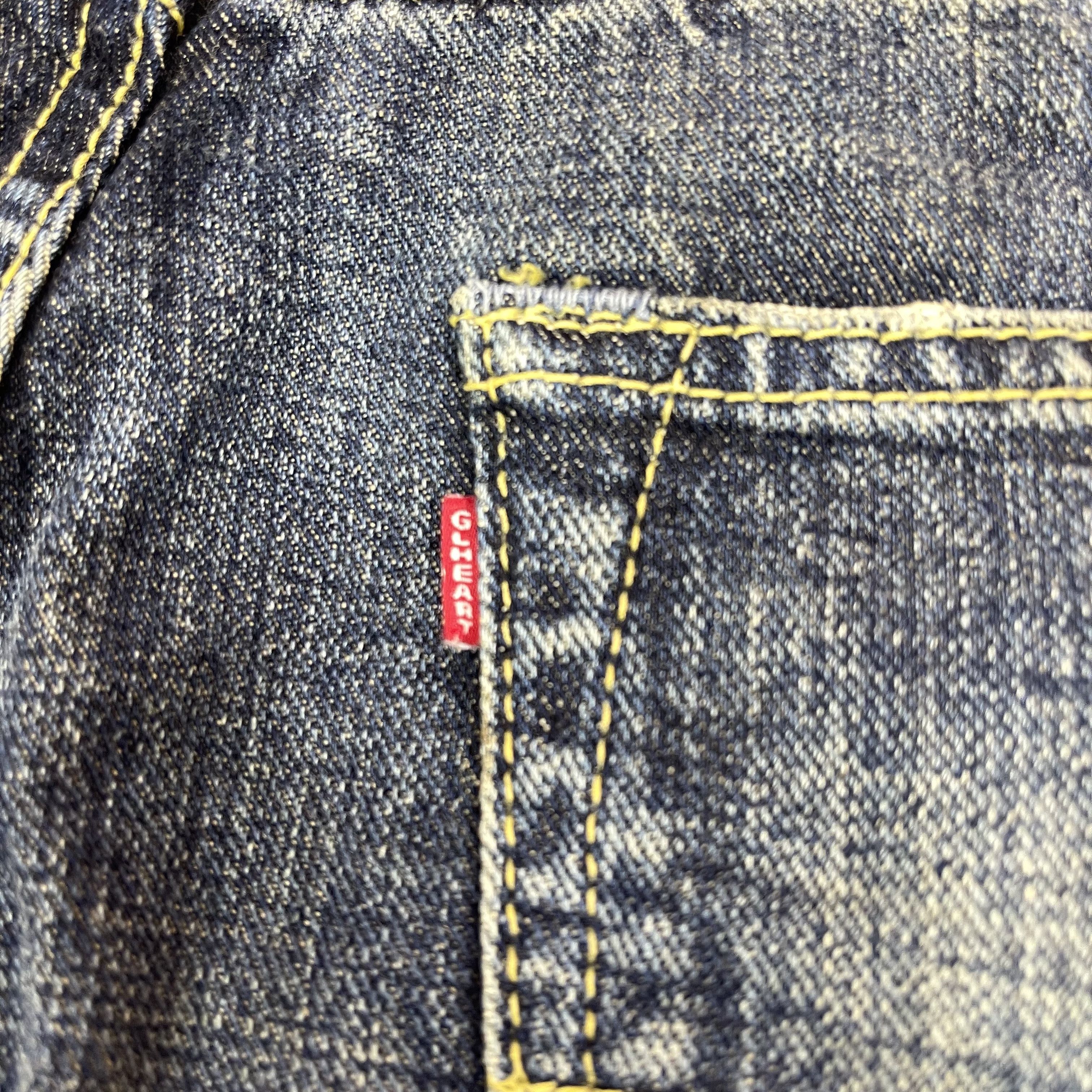 Japanese Brand GL HEART Paint Art Design Denim Jeans #1223/AQ Size US 33 - 16 Thumbnail