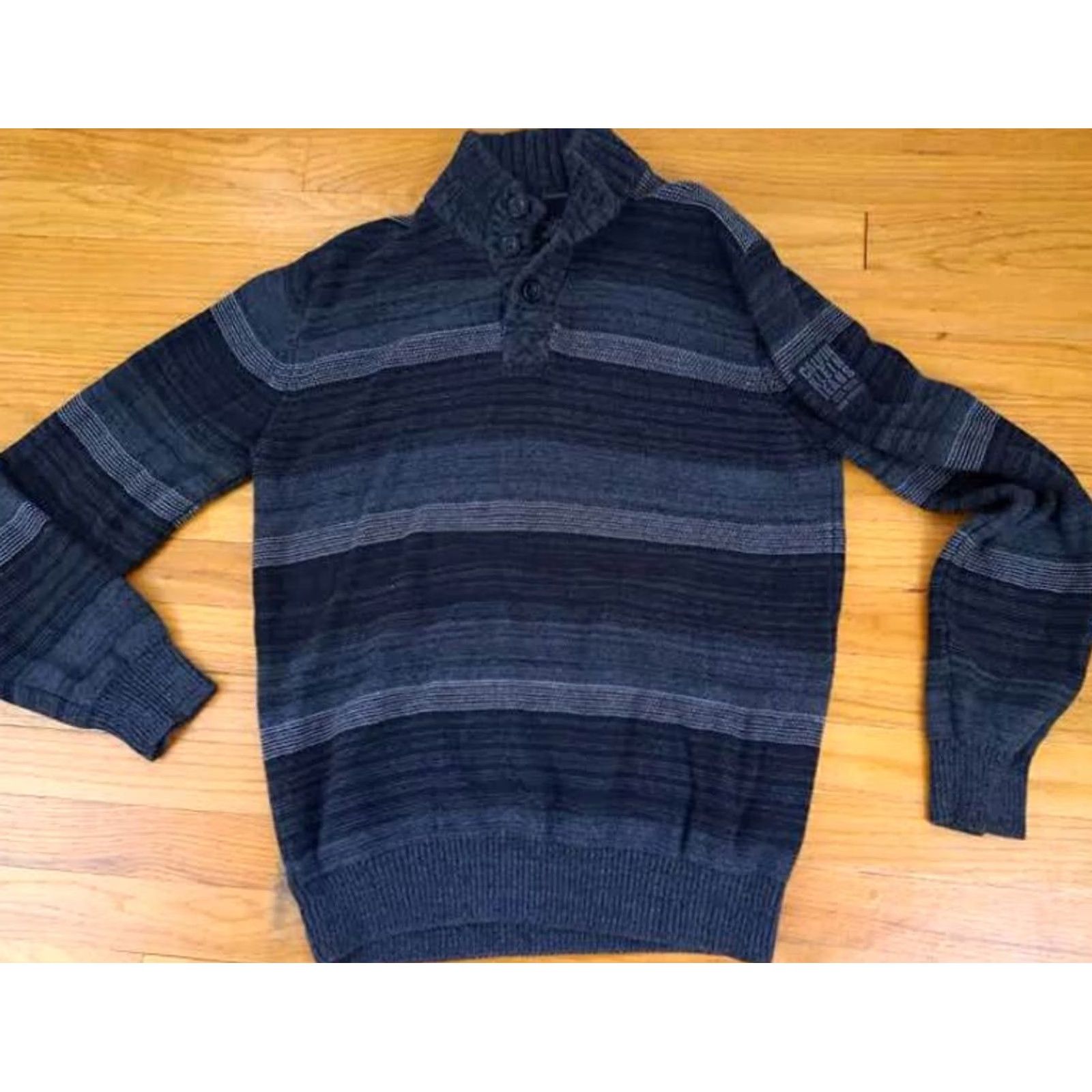 Calvin Klein Calvin Klein Jeans Sweater Knit Black Stripe 1/4 Button LG L Cotton V-Neck Men Pullover Long Sleeve Size US L / EU 52-54 / 3 - 2 Thumbnail