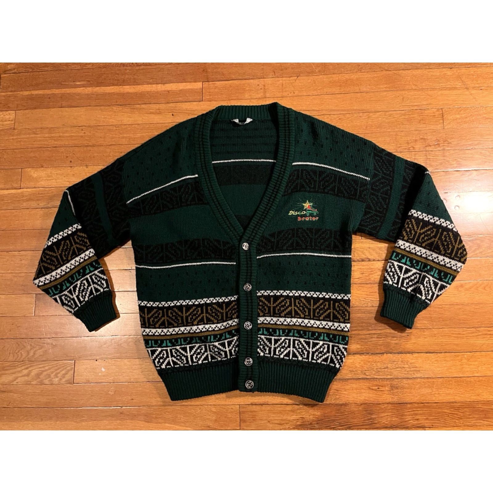 Vintage VINTAGE Suzer Disco Skater Cardigan Sweater Men’s XL Green Cardigan Knit 80s Retro Mens Size US XL / EU 56 / 4 - 2 Thumbnail