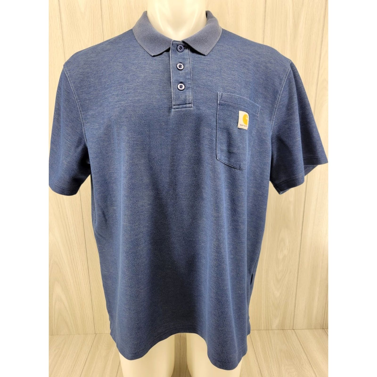 Carhartt Carhartt K570 Mens XL REG Blue Short Sleeve Polo Shirt Work Casual Pocket Shirt Size US XL / EU 56 / 4 - 2 Thumbnail