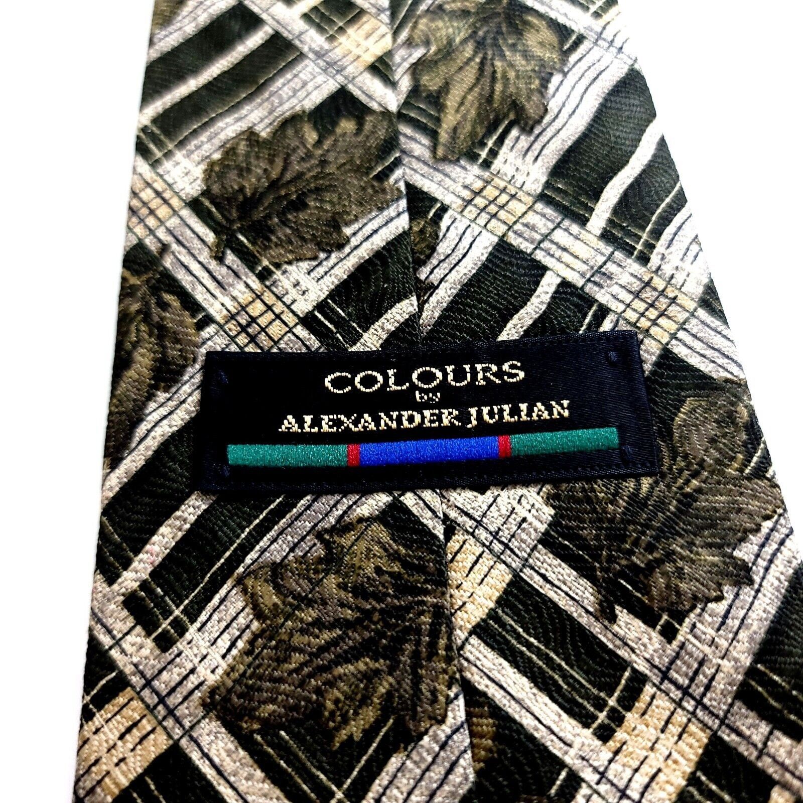 Alexander Julian Alexander Julian Colours Green Tan Leaf Print Plaid Wide Sil Size ONE SIZE - 3 Thumbnail