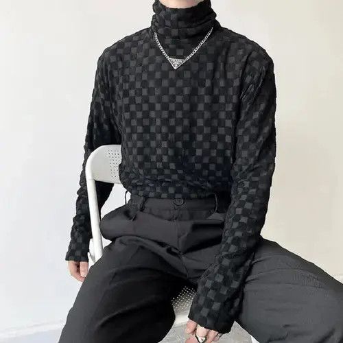 Aran Isles Knitwear Shizuku x Misao Check Pattern Turtle Neck Sweater Size US XL / EU 56 / 4 - 4 Thumbnail