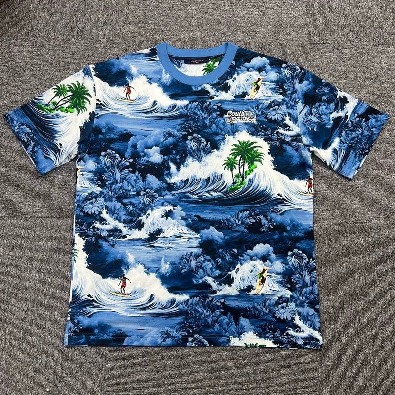 Louis Vuitton Louis Vuitton Blue wave print short sleeves Size US XXL / EU 58 / 5 - 2 Thumbnail
