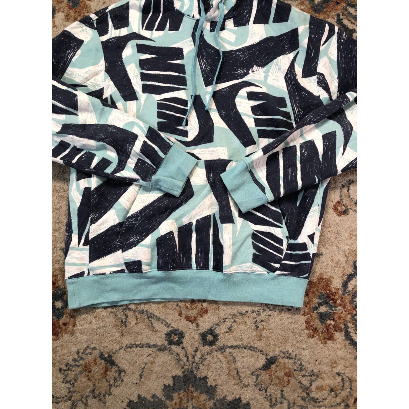 Nike Nike Hoodie Mens M Teal Allover Logo Fleece Kangaroo Sweatshirt Size US M / EU 48-50 / 2 - 5 Thumbnail