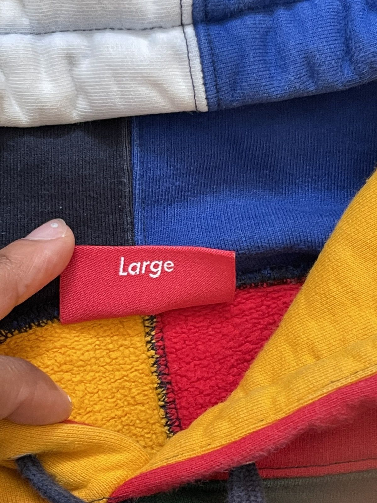 Supreme Supreme Navy Patchwork Hoodie Sz. L Size US L / EU 52-54 / 3 - 6 Thumbnail