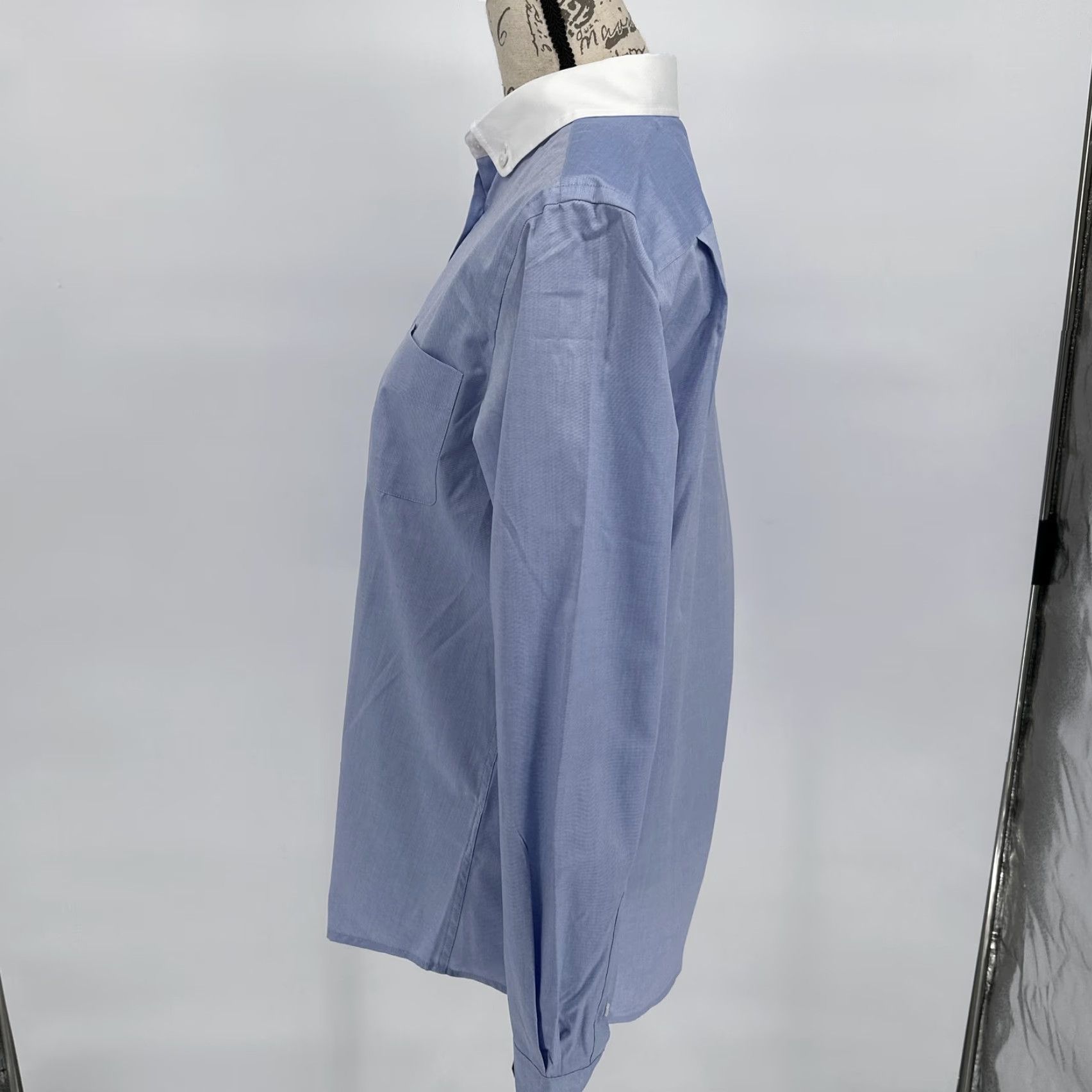 Coach Coach Shirt Womens 8 Blue White Chambray Contrast Collar Button Front Cotton Size M / US 6-8 / IT 42-44 - 3 Thumbnail