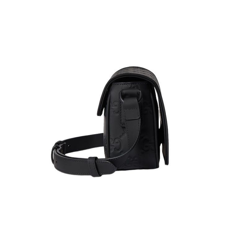 Gucci GUCCI $1550 Black Rubber-Effect Leather Mini Messenger Bag N Size ONE SIZE - 4 Thumbnail
