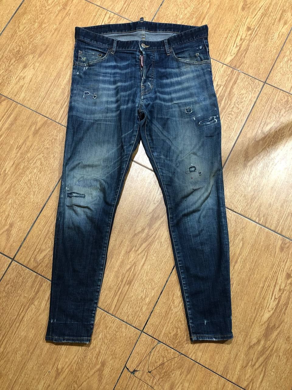 Dsquared2 DSQUARED2 Size 34 Blue Distressed Cotton Skinny Jeans Size US 34 / EU 50 - 22 Thumbnail
