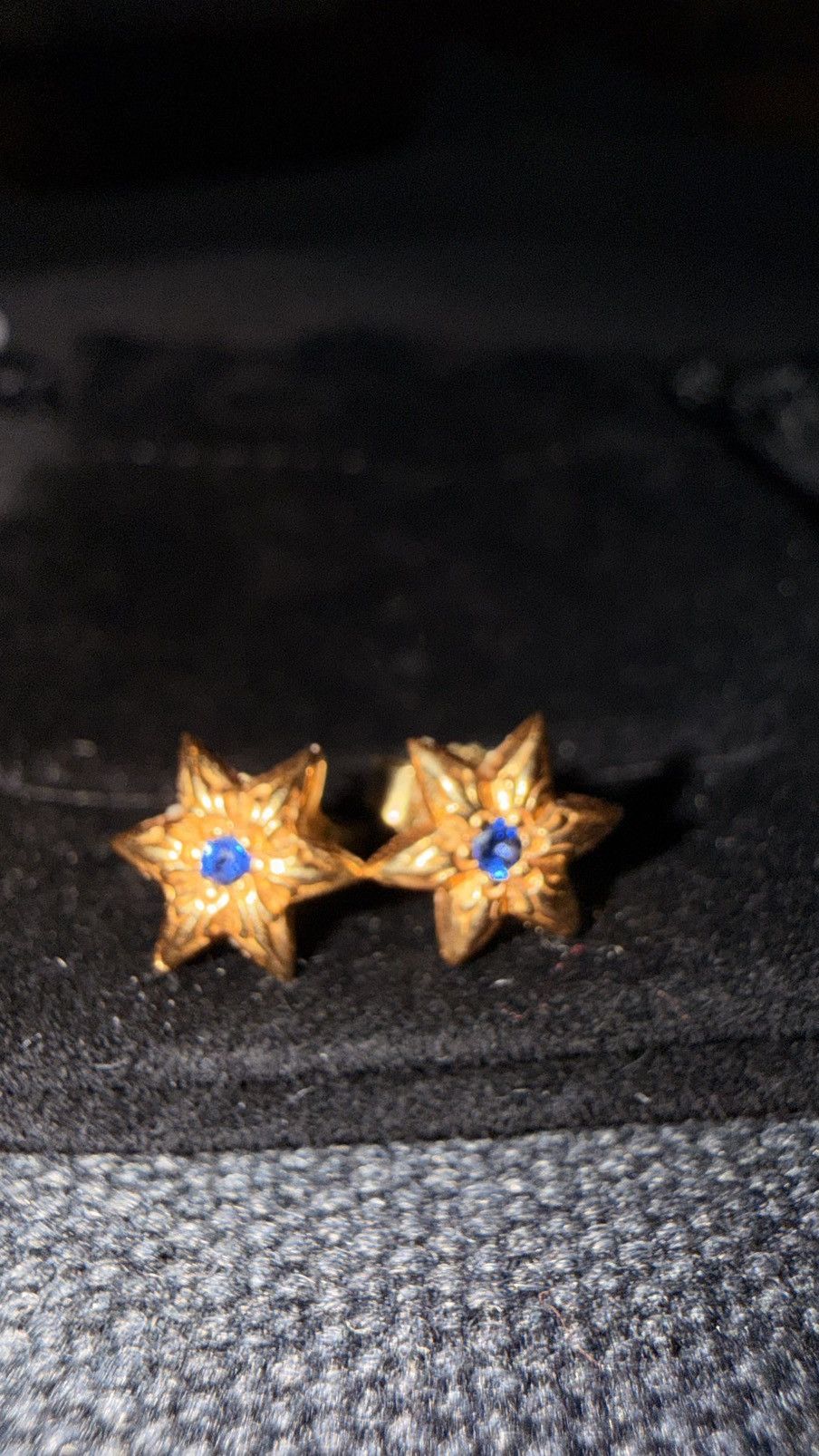 Chrome Hearts Chrome Hearts 22k Gold + Blue Sapphire Star Stud Earrings Size ONE SIZE - 6 Thumbnail