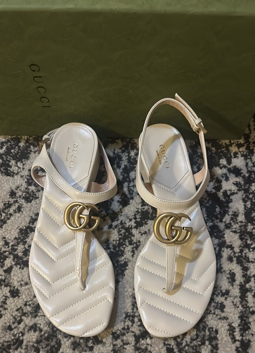 Gucci Gucci Double G Thong Sandal Nappa Mystic White Size US 6.5 / IT 36.5 - 3 Thumbnail