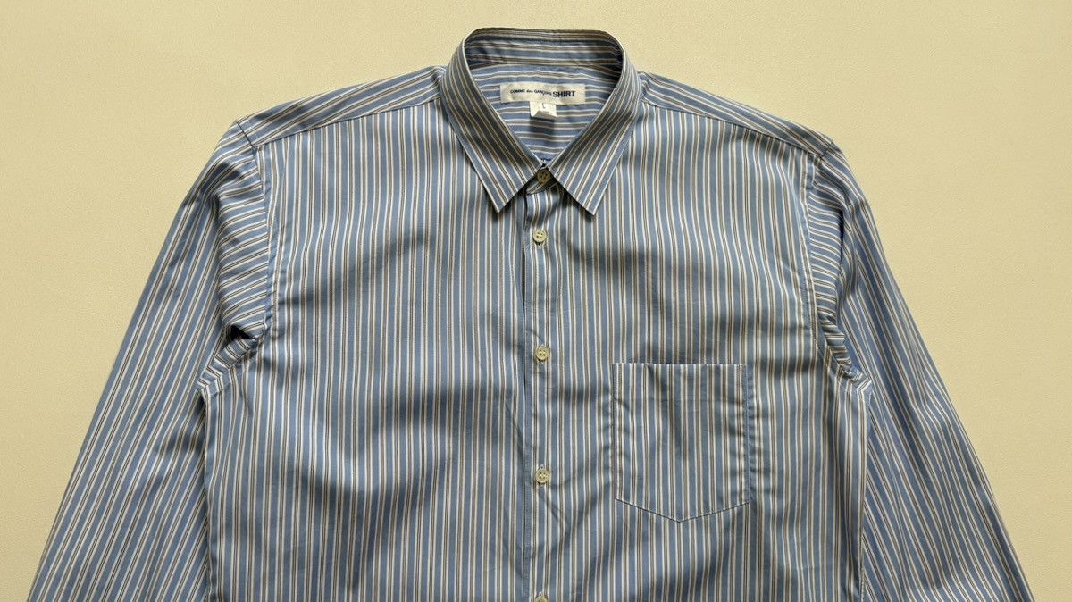Comme des Garcons Blue/White Striped Cotton Shirt Size US M / EU 48-50 / 2 - 5 Thumbnail