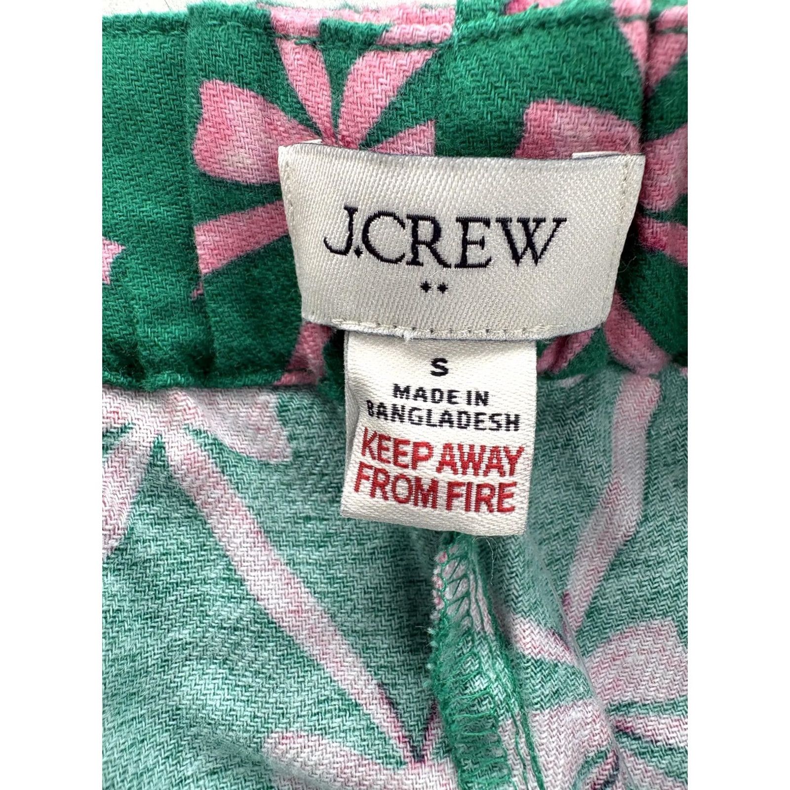 J.Crew J.CREW Flannel Pajama Pants Womens S Green Pink Bow Print Drawstring Lounge Size 28" / US 6 / IT 42 - 2 Thumbnail