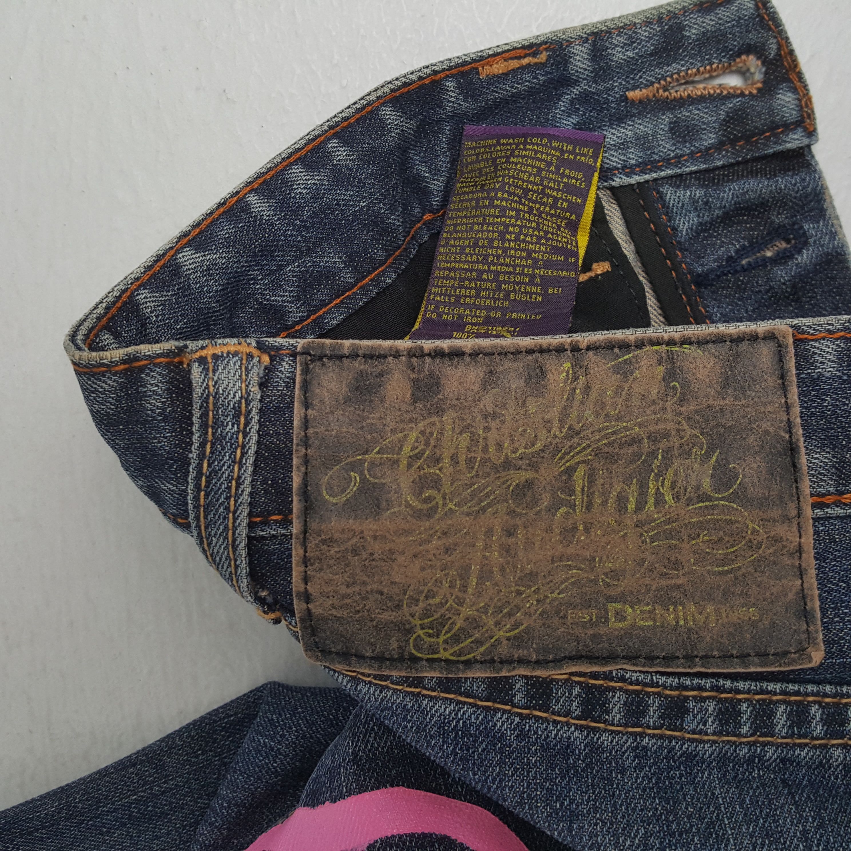 Christian Audigier × Designer × Vintage CHRISTIAN AUDIGIER Denim Fashion Designer Custom Art Jeans Size US 30 / EU 46 - 14 Thumbnail