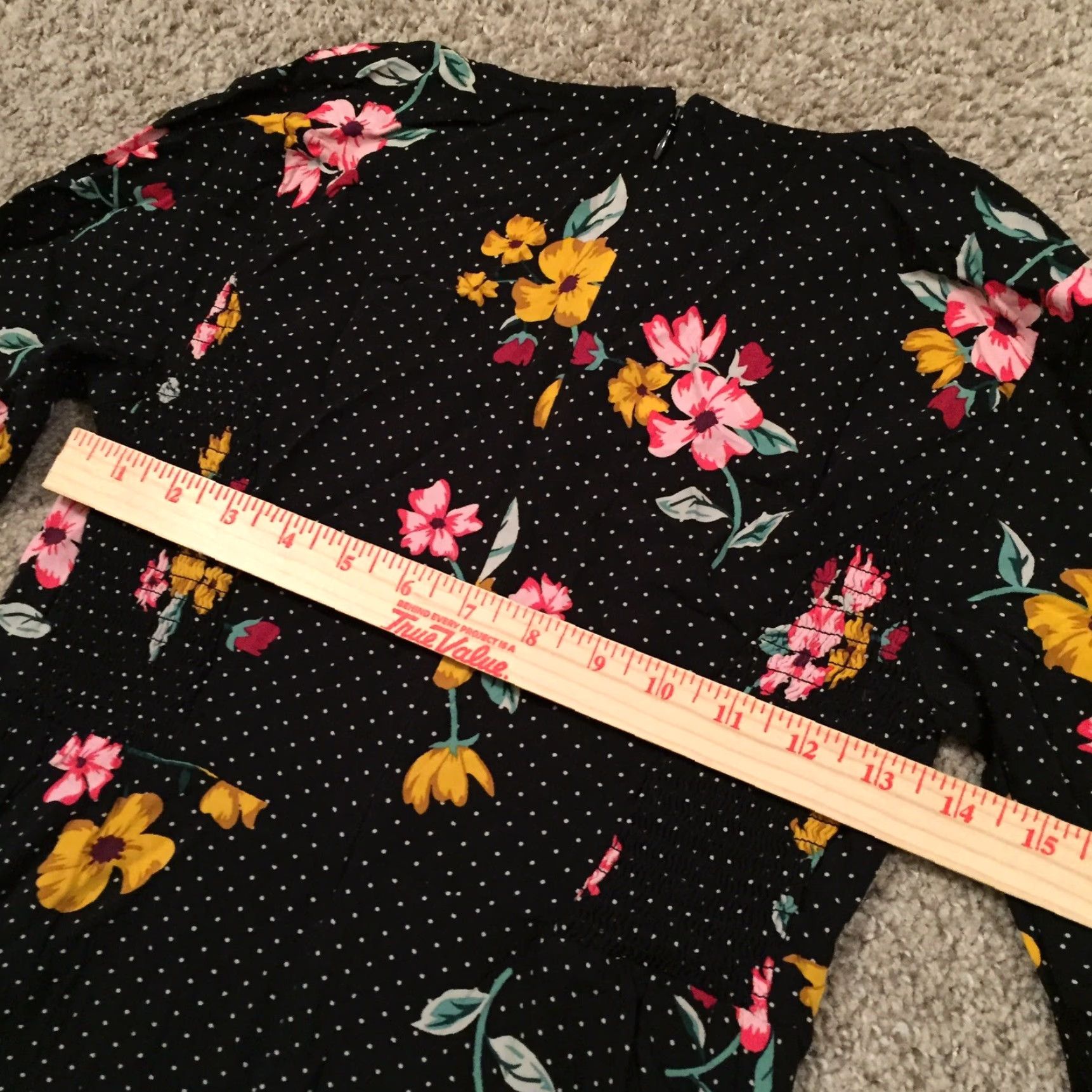 Old Navy Old Navy Dress Small Black Floral Long Sleeve Knee Length Round Neck Size S / US 4 / IT 40 - 7 Thumbnail