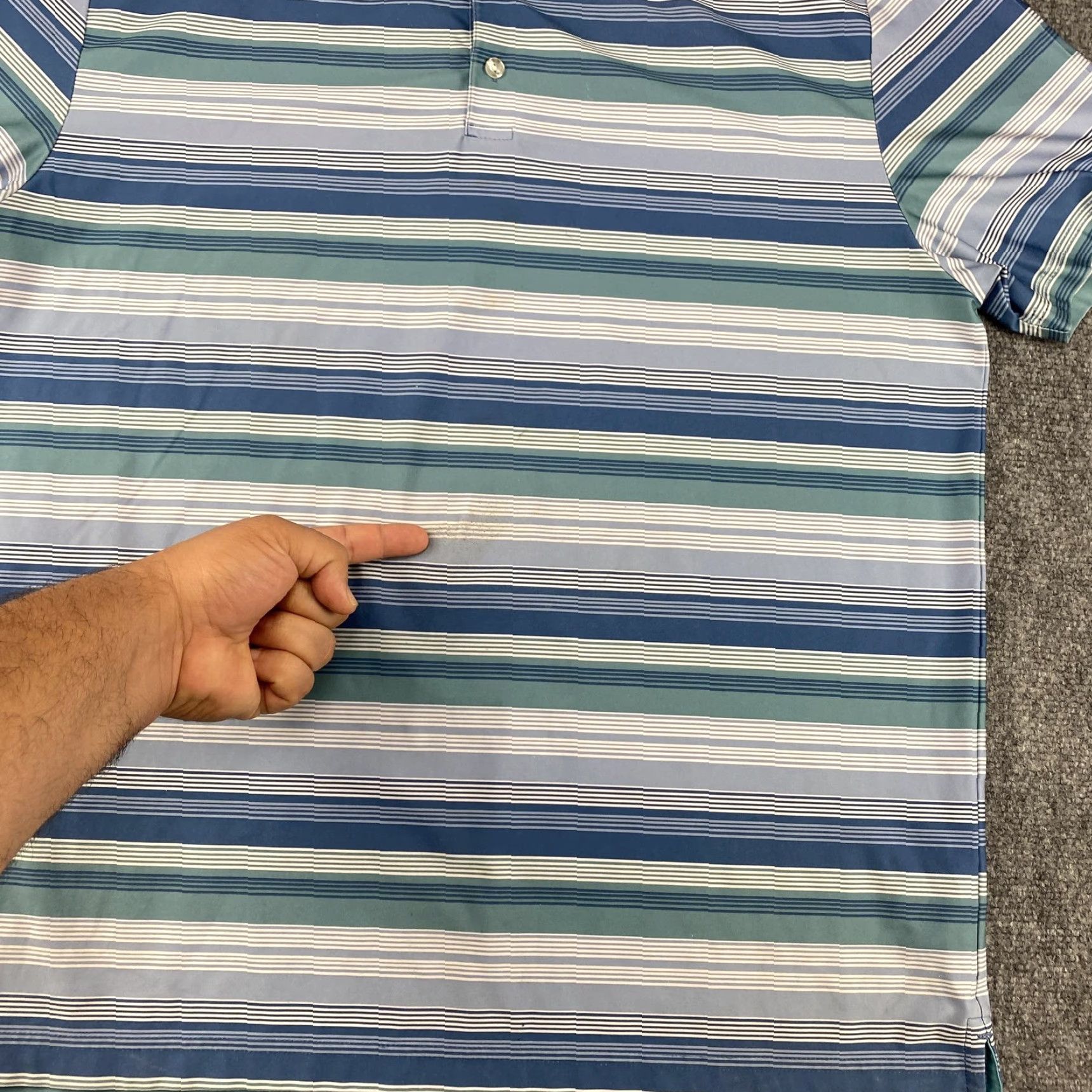 Vintage Hickey Freeman Polo Shirt Mens L Blue Green Striped Golf Performance HF Logo Shirt Size US L / EU 52-54 / 3 - 4 Thumbnail