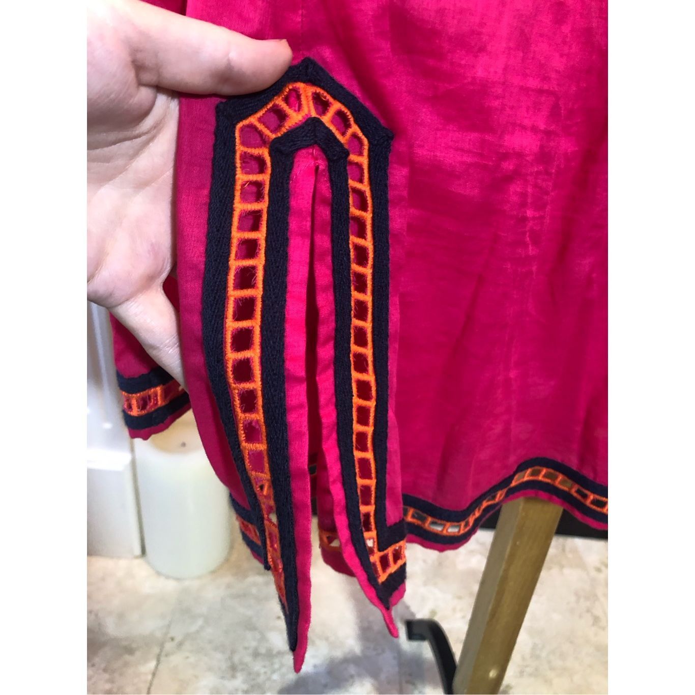 Tory Burch Tory Burch Women’s Pink with Embroidered Trim V Neck Tunic Size M / US 6-8 / IT 42-44 - 5 Thumbnail