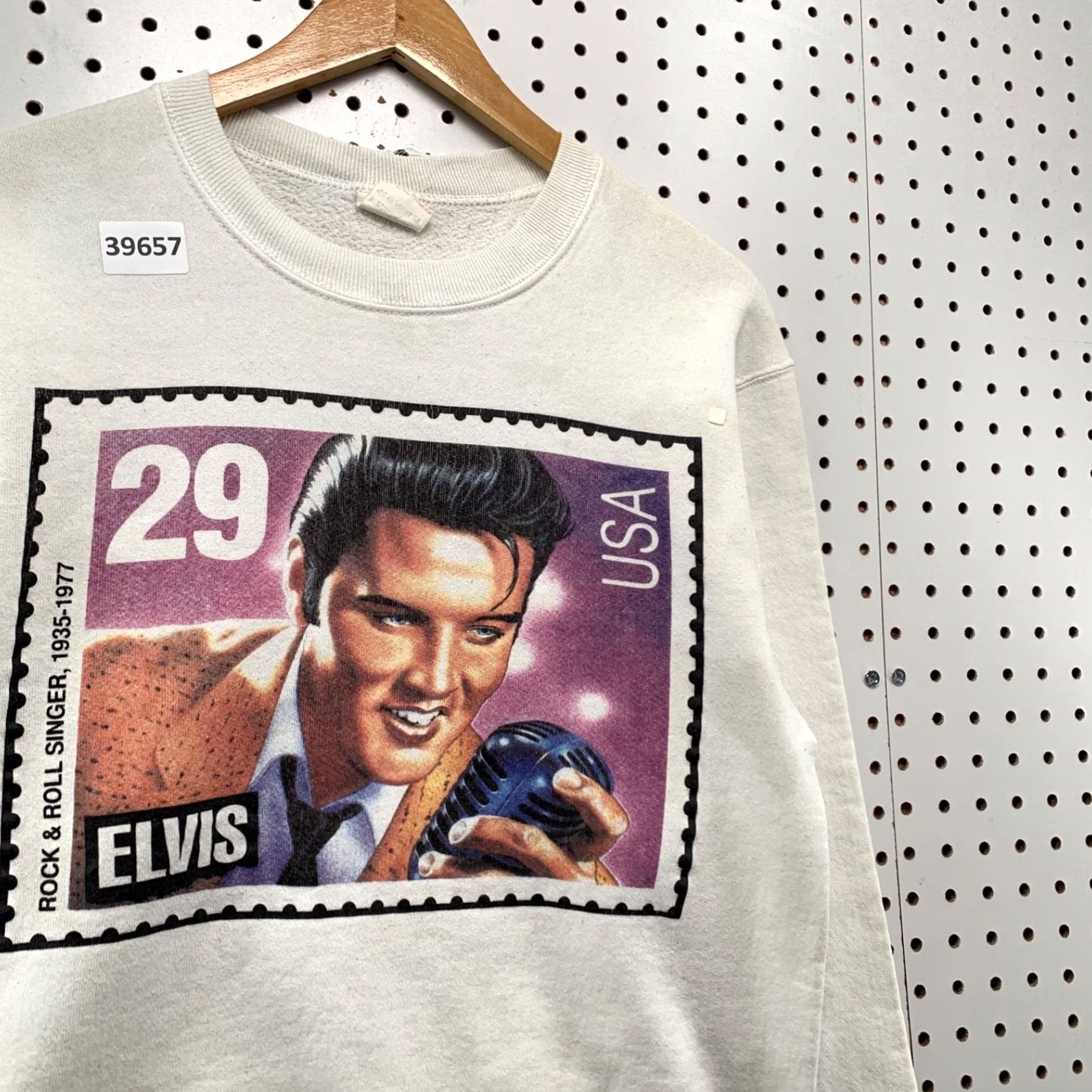 Fruit Of The Loom VINTAGE Elvis USA Stamp Graphic Crewneck Sweatshirt Mens S Fits XS USA Size US S / EU 44-46 / 1 - 5 Thumbnail