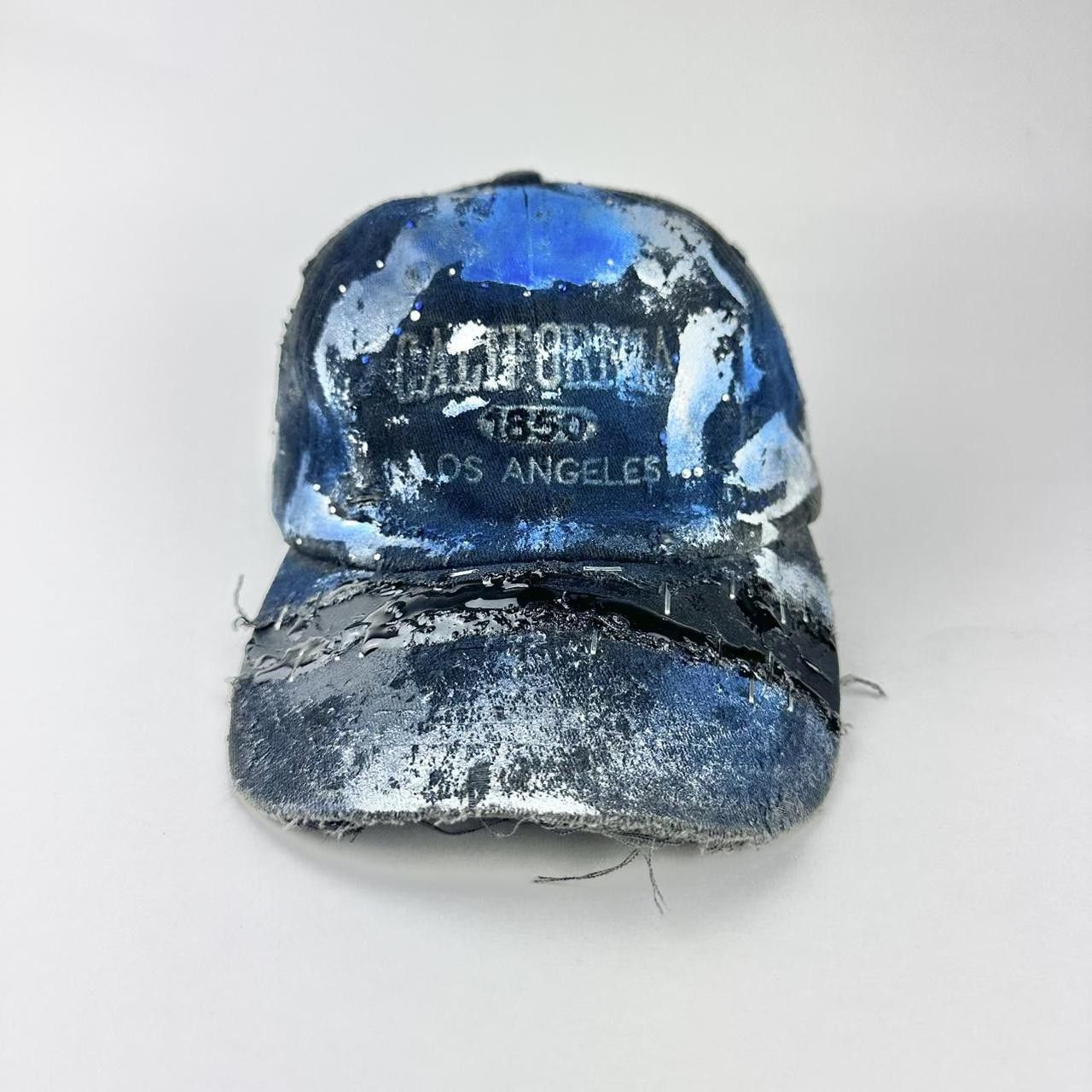 Other ASTROBOI* 'Cali' Black & Blue Painted Rhinestone Resin Hat Size ONE SIZE - 2 Thumbnail