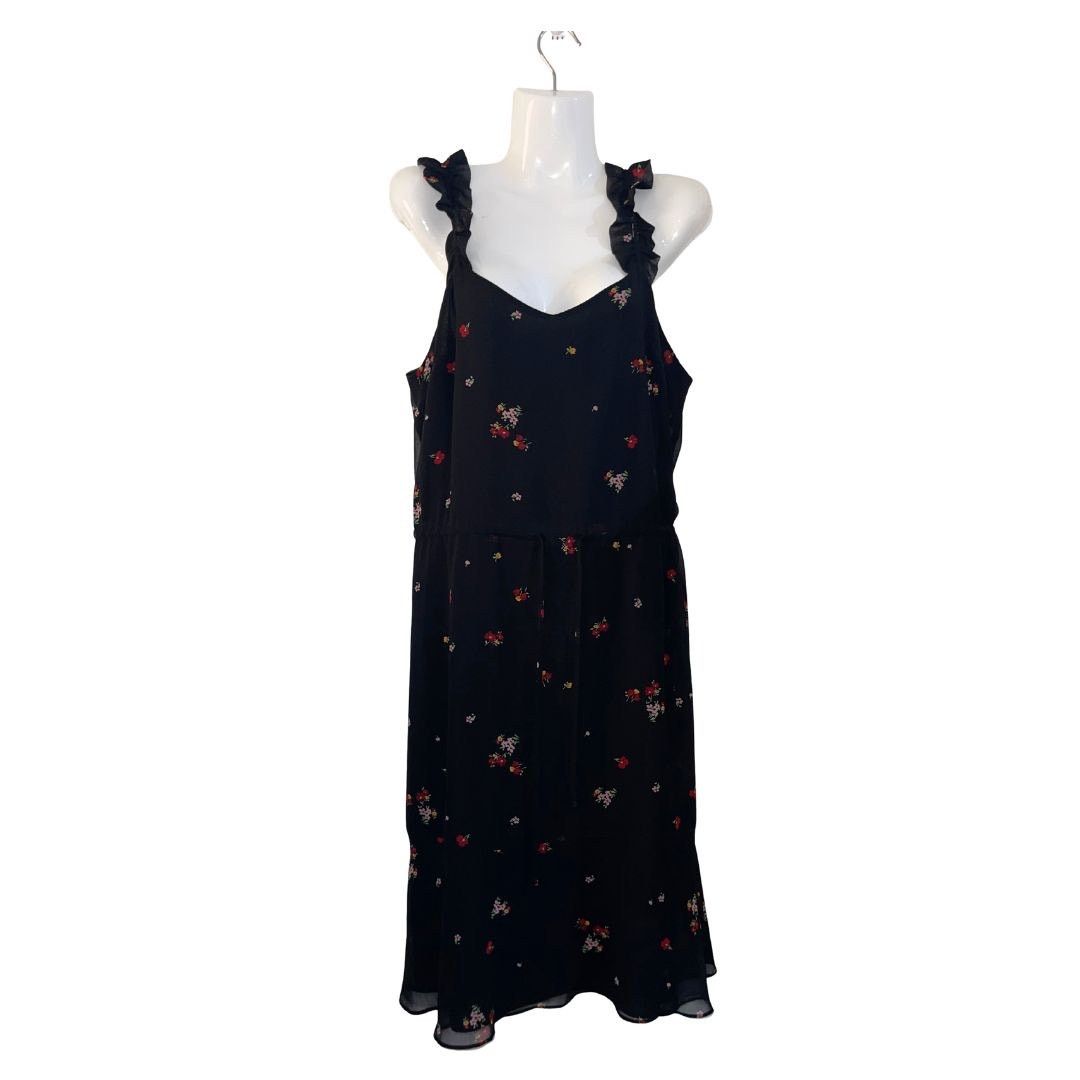 Other Who What Wear Black Sleeveless Dress Medium Ruffle Straps Size M / US 6-8 / IT 42-44 - 2 Thumbnail