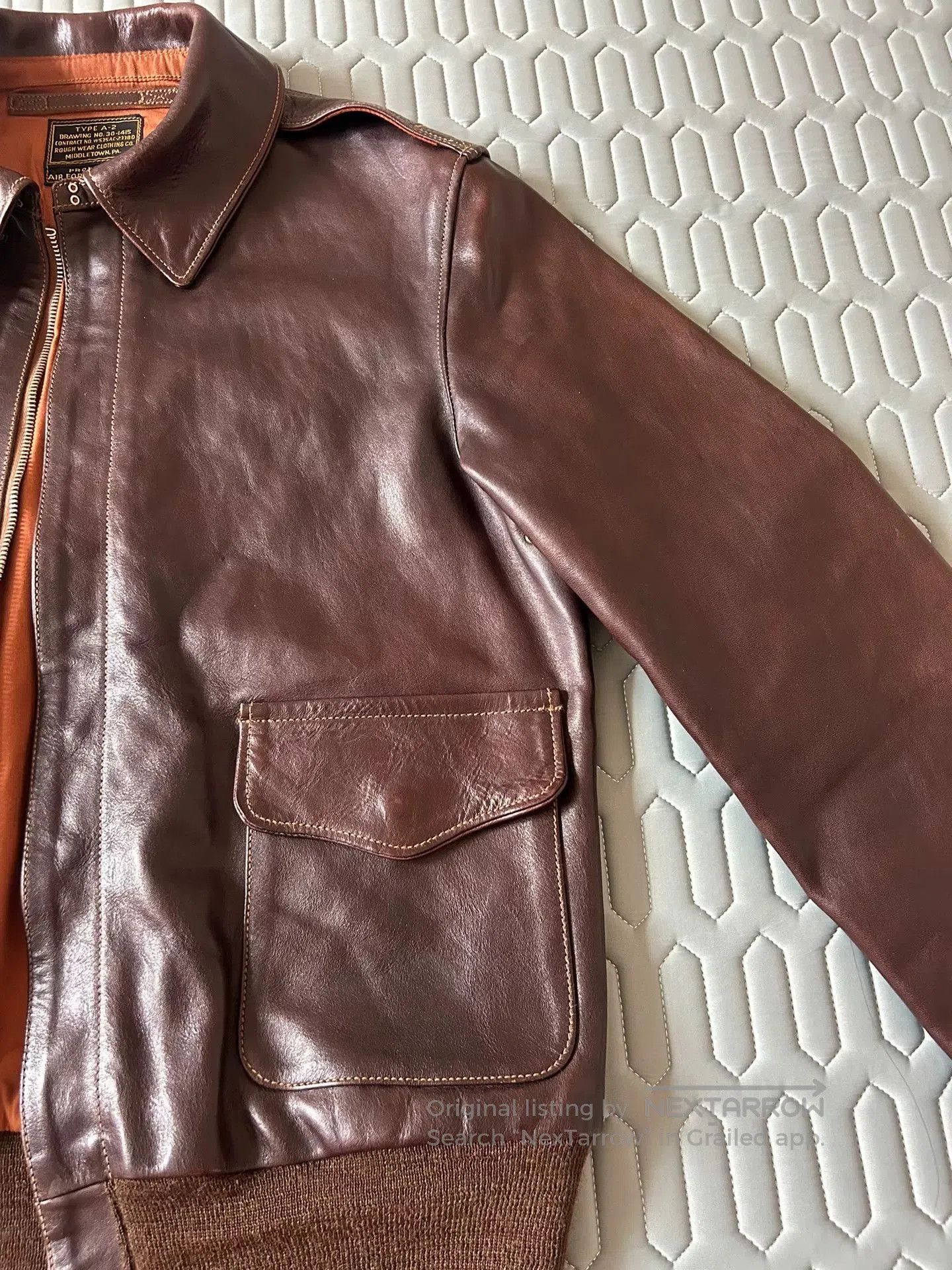 Japanese Brand soft brown A2 pilot jacket with colorful details. Size US M / EU 48-50 / 2 - 3 Thumbnail