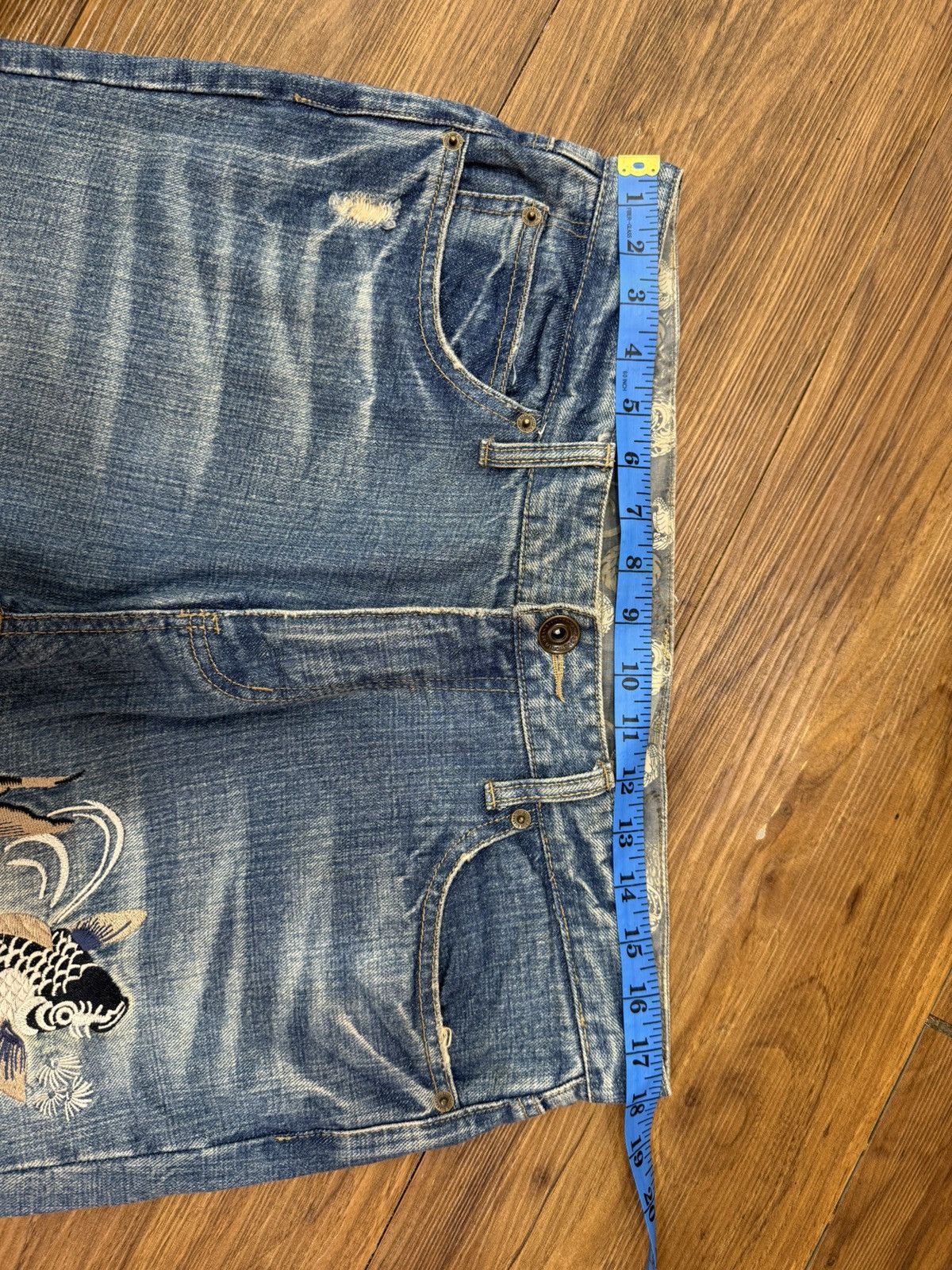 Japanese Brand W36 Vintage JAPAN embroided koi fish Jean denim pants Size US 36 / EU 52 - 6 Thumbnail