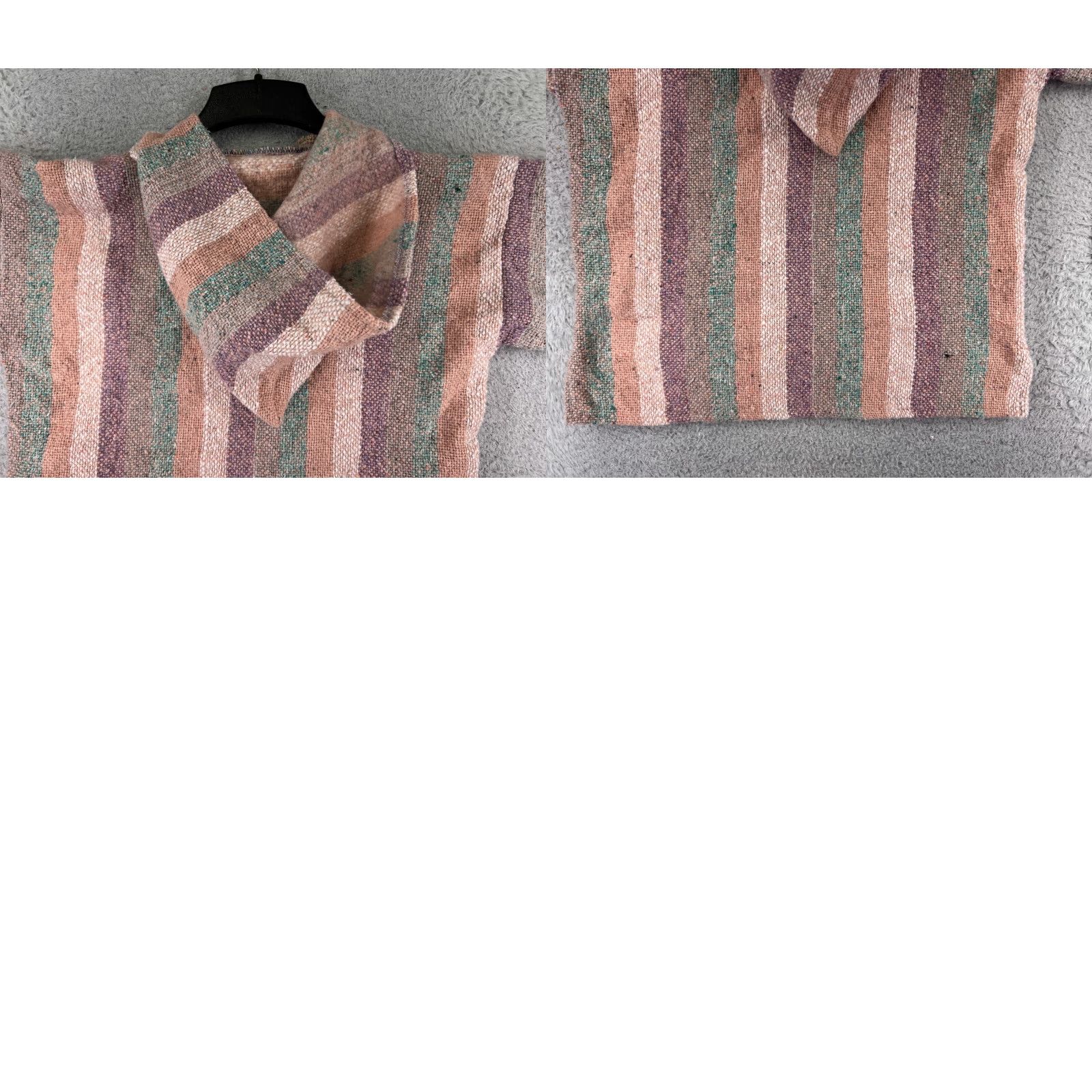 Vintage Maco Baja Hoodie Mens Small Pink Orange Stripe Acrylic Blend Mexico Poncho Drug Rug Size US S / EU 44-46 / 1 - 9 Thumbnail