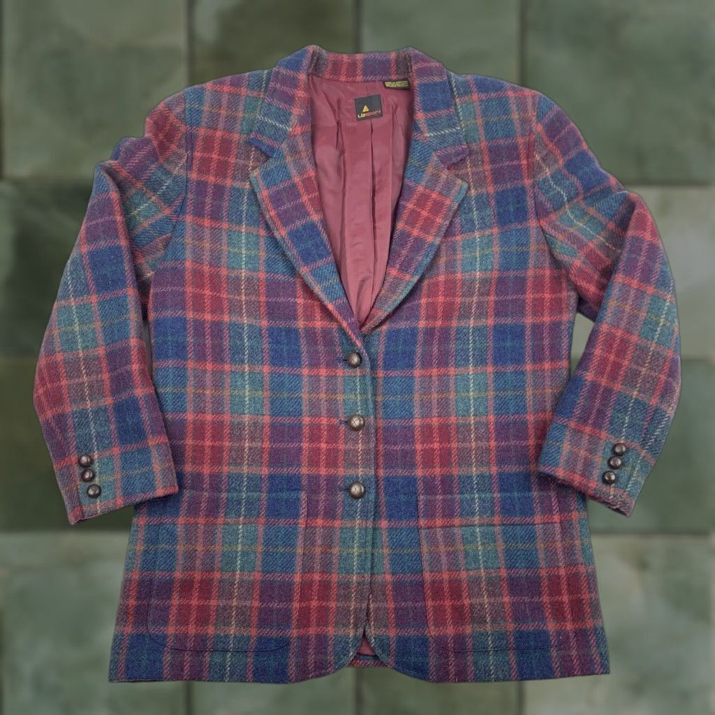 Liz Claiborne VINTAGE Liz Claiborne Blazer Jacket Womens 12 Red Plaid 100% Wool Button Up 90s Mens Women Girls Size XL / US 12-14 / IT 48-50 - 1 Thumbnail