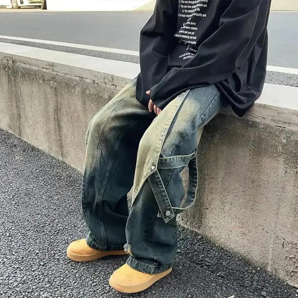 Japanese Brand Baggy Jeans Men Streetwear Original Wide Leg Trousers Casual Size US 32 / EU 48 - 3 Thumbnail