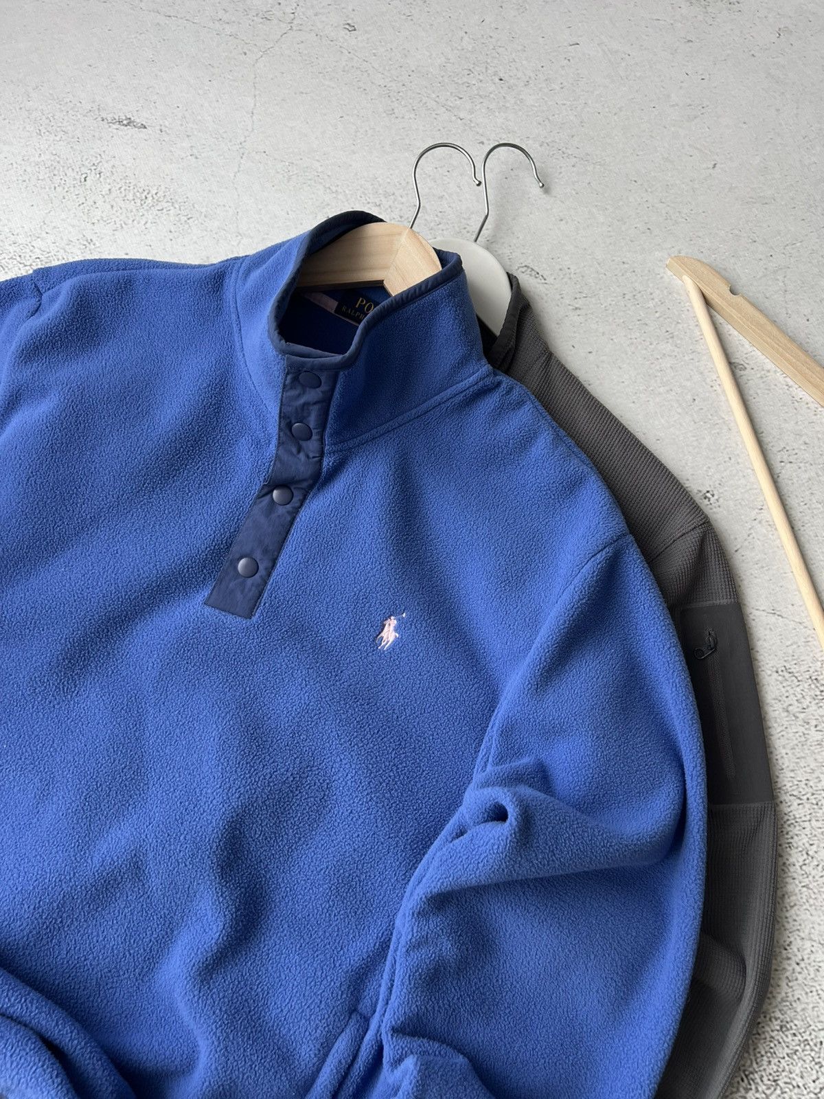 Polo Ralph Lauren 💙 Ralph Lauren Blue Fleece Pullover Pockets M Rare Size US M / EU 48-50 / 2 - 3 Thumbnail