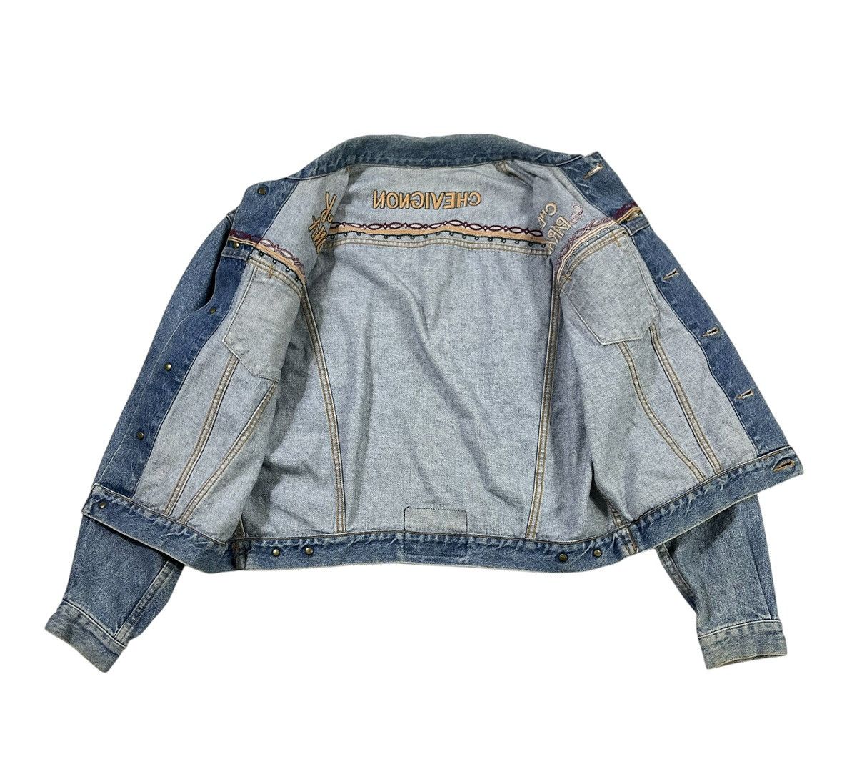 Rare!! Vintage CHEVIGNON Conquest Embroidery Denim Jacket
